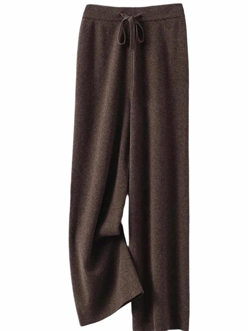 Pantalones Anchos de Lana 100% for Mujer, de Punto Suave for Invierno, con Cintura Elástica y Cordón Ajustable