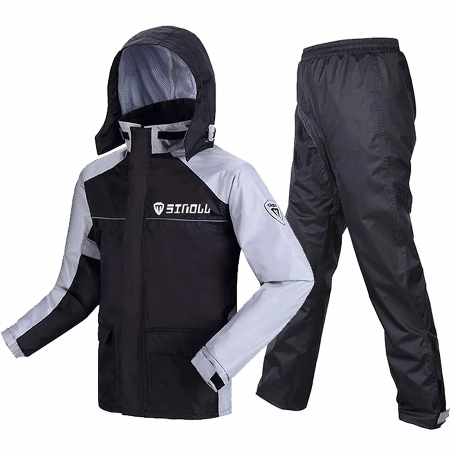 Traje De Lluvia (Chaqueta + Pantalón), 100% Impermeable, Trabajo Al Aire Libre Chaqueta De Lluvia Y Pantalón Unisex Ropa De Lluvia con Capucha para Todos Los Deportes Granja Pesca Motocicleta (Color