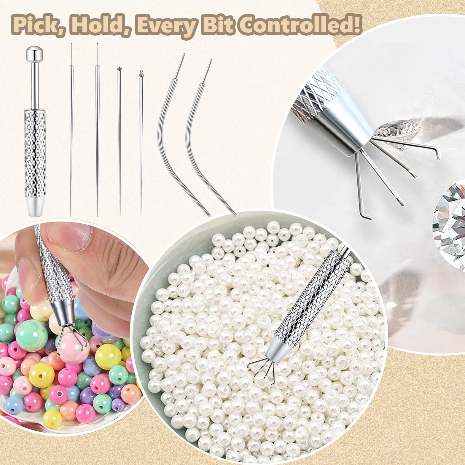 Set de Pinzas para Piercings Profesional, Kit Extractor Bolas, Conos Inserción 16G 18G