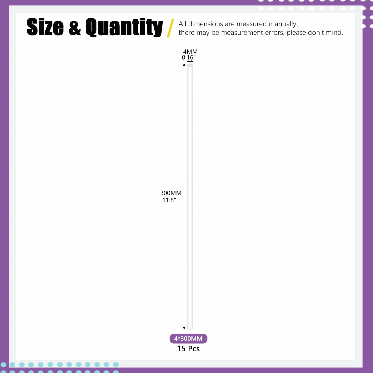 Swpeet Juego 15 varillas acrílico blanco 4 mm 300 mm redondo sólido bricolaje