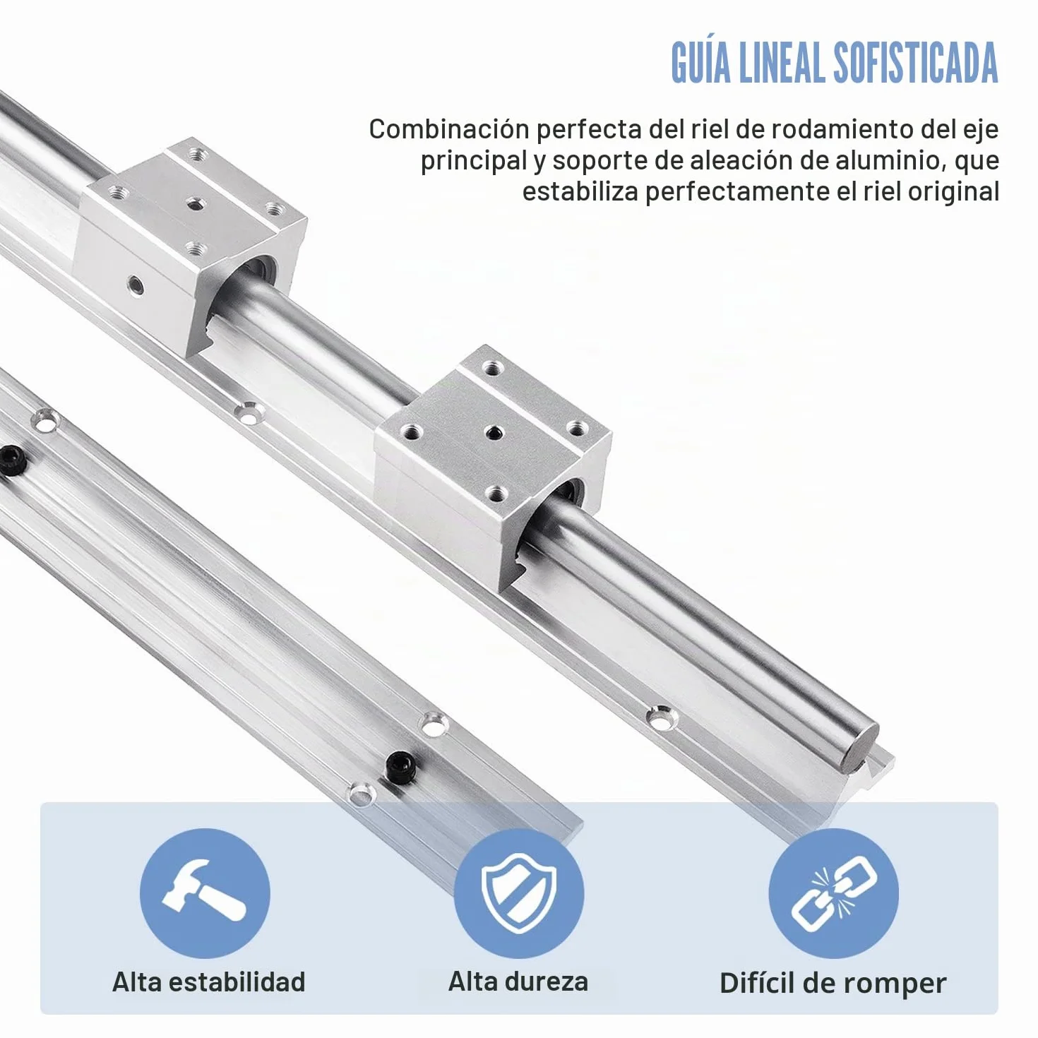 Riel lineal SBR12-1000 mm acero inoxidable con 4 rodamientos SBR12UU CNC para impresora 3D