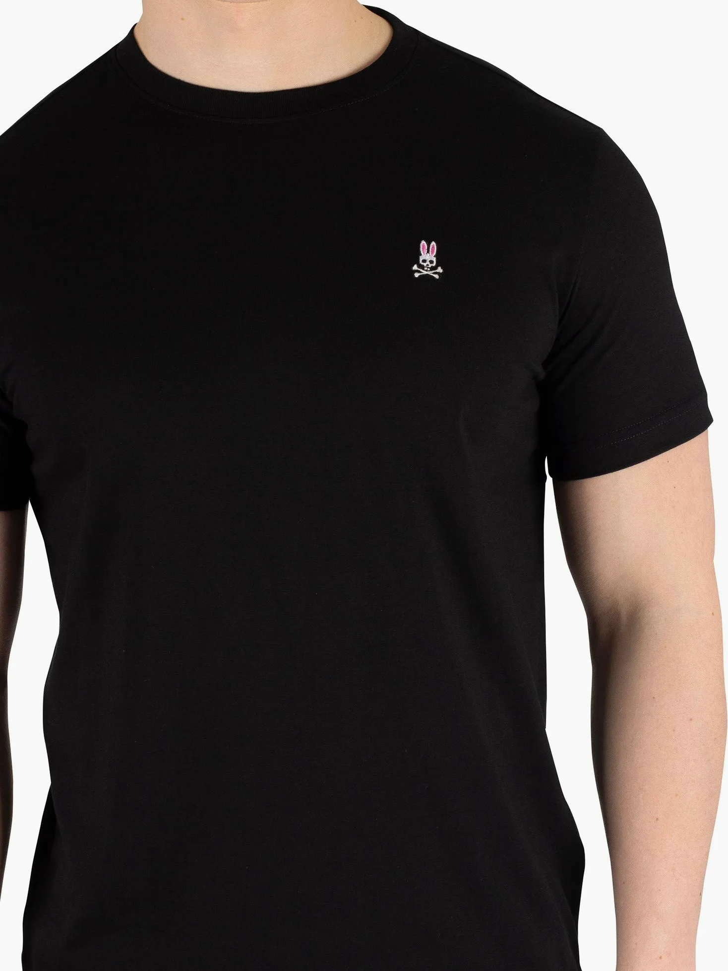 Psycho Bunny Hombres Camiseta clásica de Cuello Redondo Black