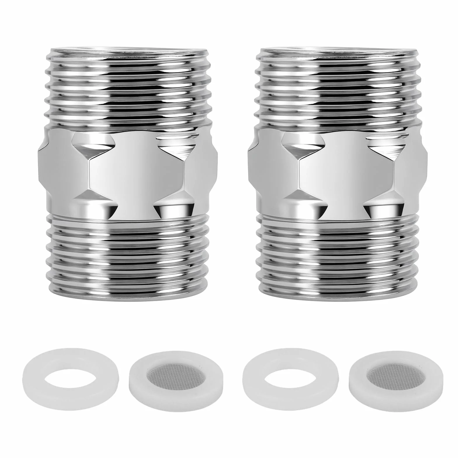 Conector Doble de Acero Inoxidable 1/2" para Manguera de Ducha, Adaptador Macho-Macho Hexagonal, Unión de Extensión