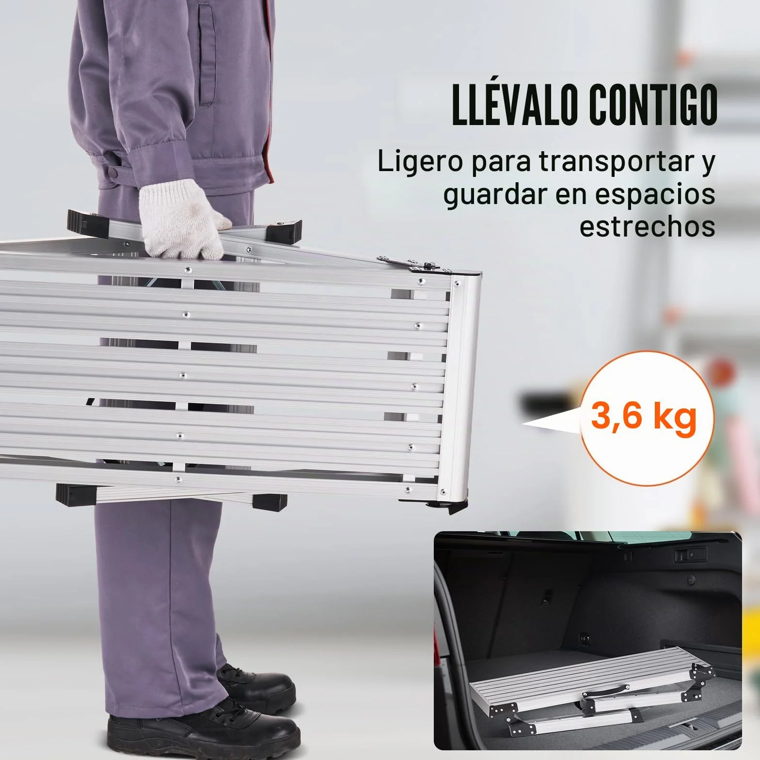 VEVOR Plataforma de Trabajo Plegable 150 kg 76 x 30 x 50,8 cm Aluminio Antideslizante