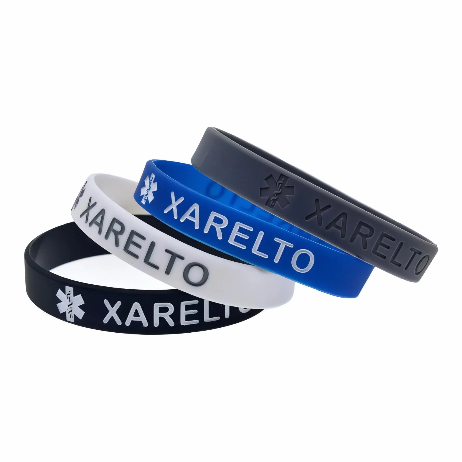 Pulseras de silicona XARELTO de alerta médica, elásticas, para hombres y mujeres, talla única