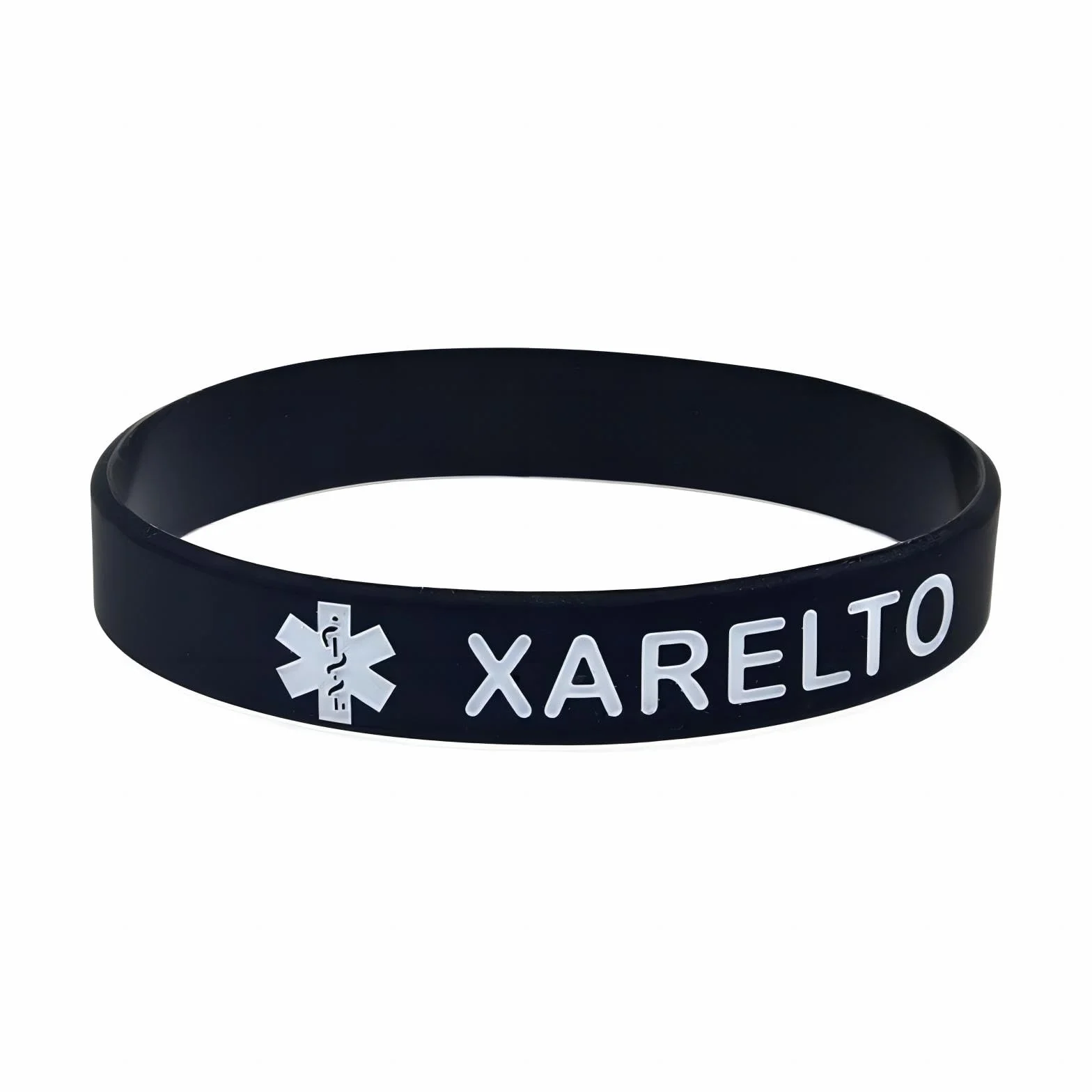 Pulseras de silicona XARELTO de alerta médica, elásticas, para hombres y mujeres, talla única