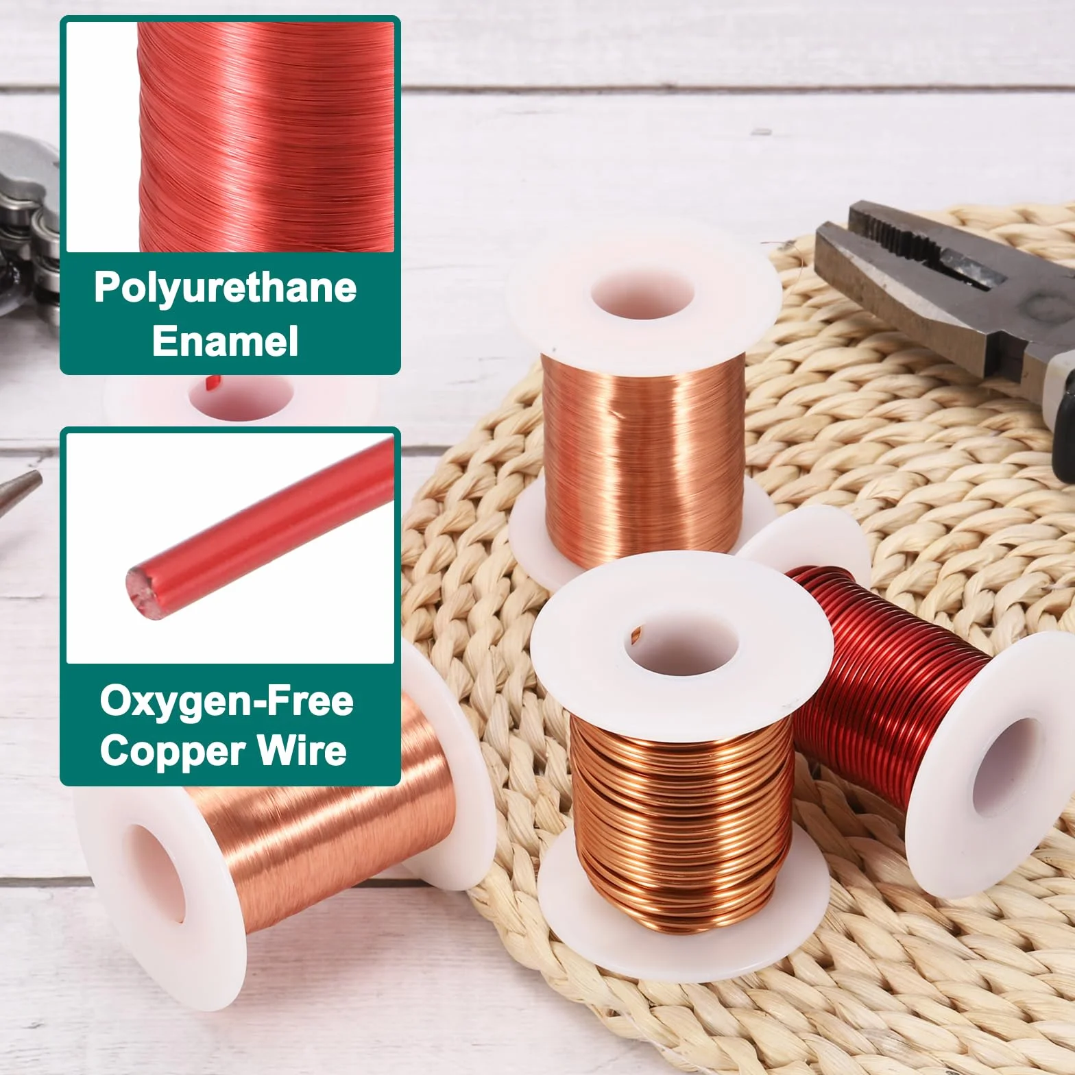 QUARKZMAN 24AWG Alambre Esmaltado de Cobre 0.5mm Magnético Bobina Transformador Motor Eléctrico Grado F 155°C 4oz Rojo