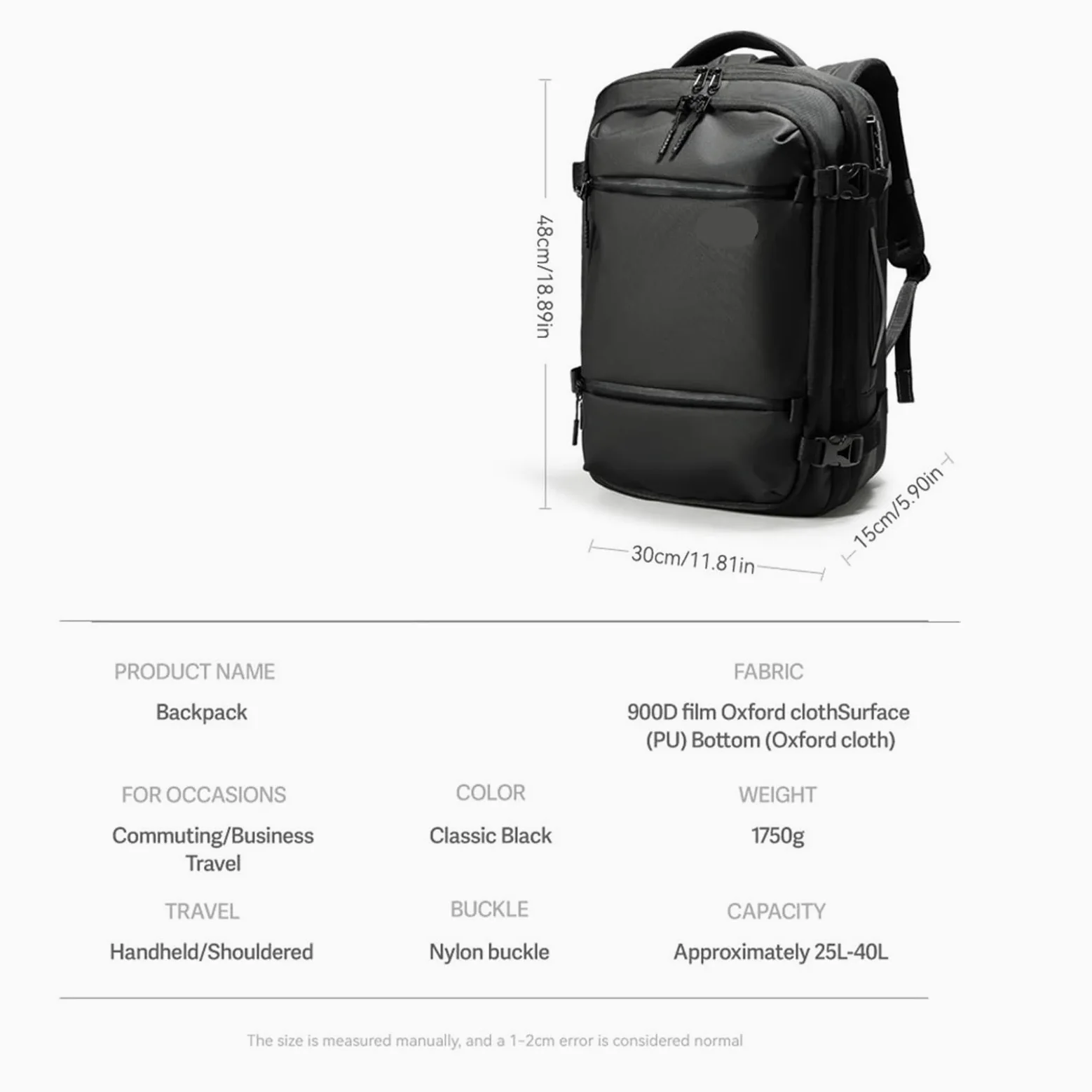 Mochila de compresión al vacío Mochila Ampliable De 40 L con Compresión Al Vacío, Mochila De Vacío Impermeable Y Antirrobo De Viaje