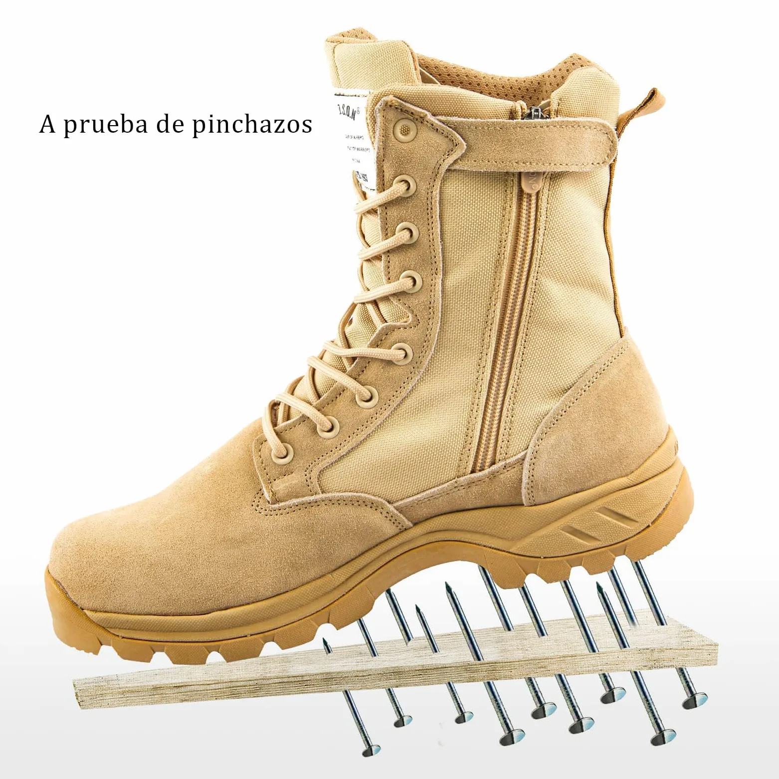 Botas de Trabajo Tácticas Militares para Hombre Ligeras Botines de Combate para Motocicleta y Montañismo Botas Policiales con Cremallera YKK
