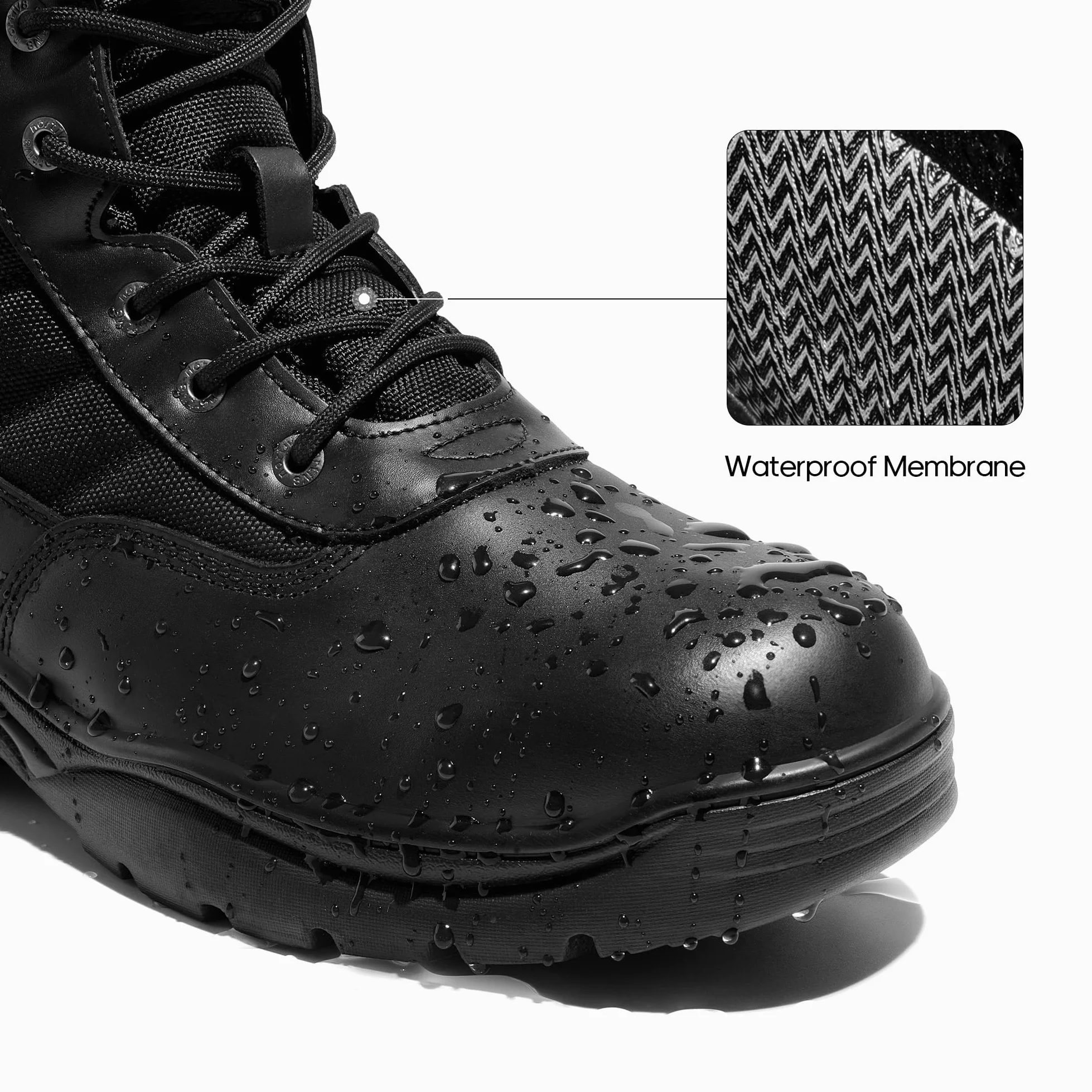 NORTIV 8 Botas de Trabajo Tácticas Militares Impermeable para Hombre Botas de Combate de Motocicleta Policiales con Plantilla Acolchada