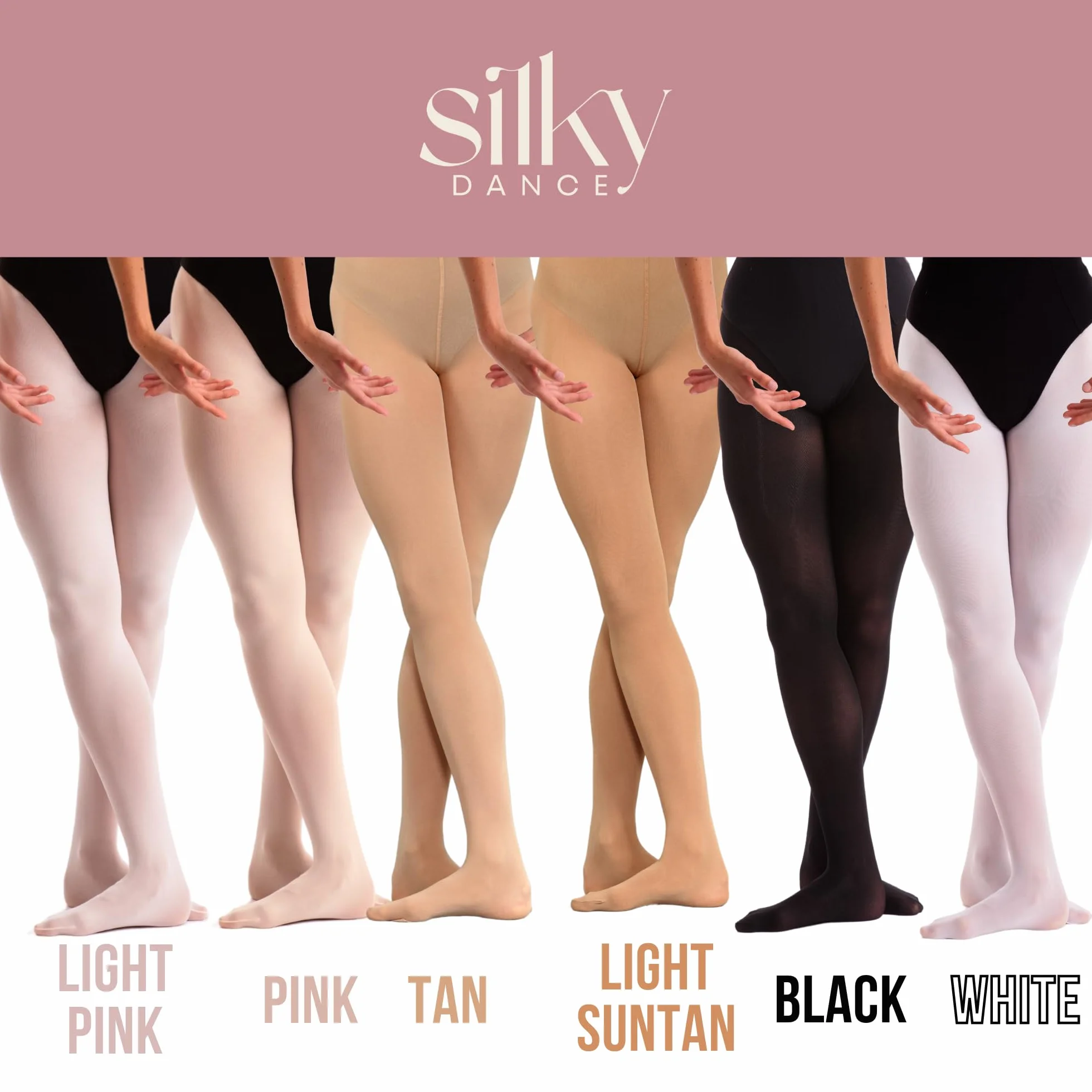 Medias de ballet 60 denier pie completo paquete múltiple rosa blanco negro bronceado bronceado claro