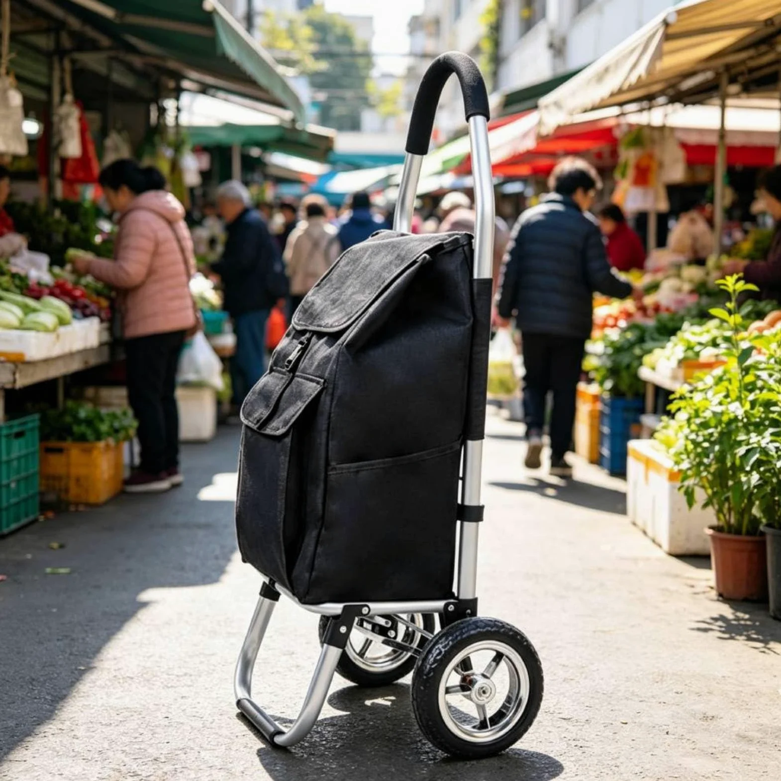 Gralara Carro Plegable Plegable de Aluminio Ligero Carro de la con Bolsa Gran Capacidad Transporte para Viaje