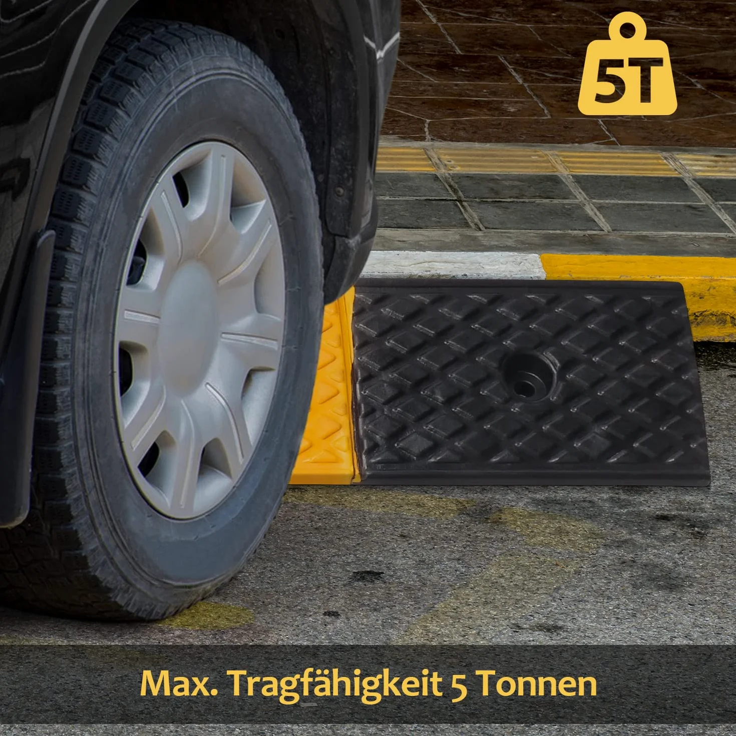 Rampa de bordillo de goma de 5 cm para automóviles, umbrales de puerta
