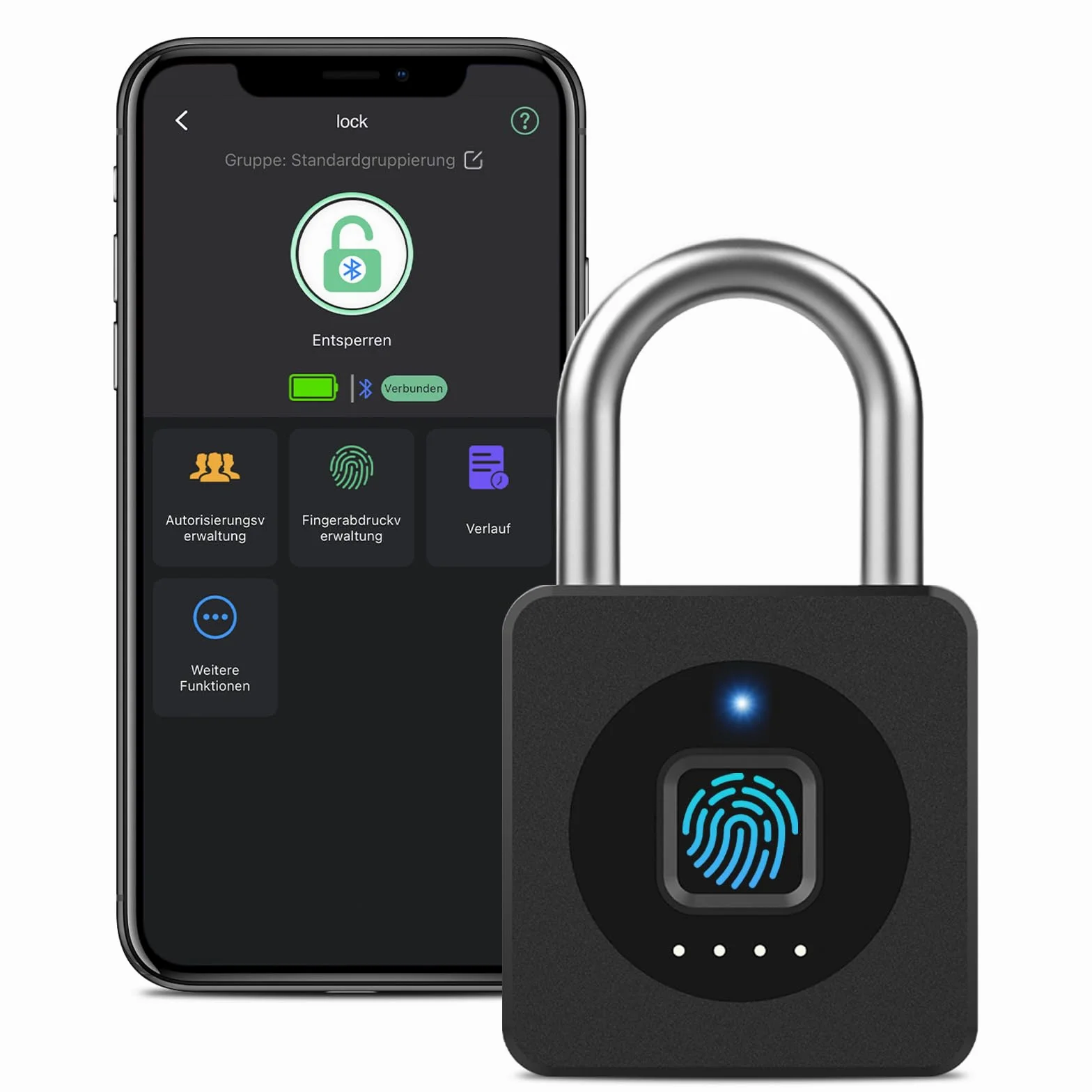 Eseesmart Candado de huellas dactilares, cerradura con aplicación Bluetooth de huellas dactilares, resistente al agua, con huella dactilar, para gimnasio, equipaje, almacenes, coche de carga, garaje