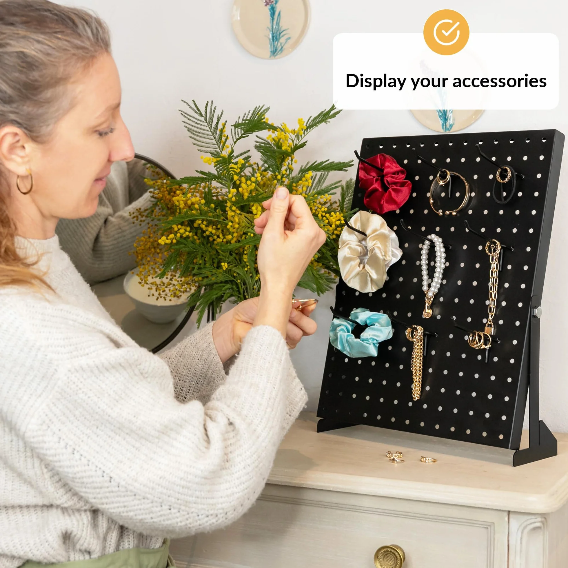 ODOXIA Pegboard Tablero perforado negro con ganchos Organizador de herramientas para comercios