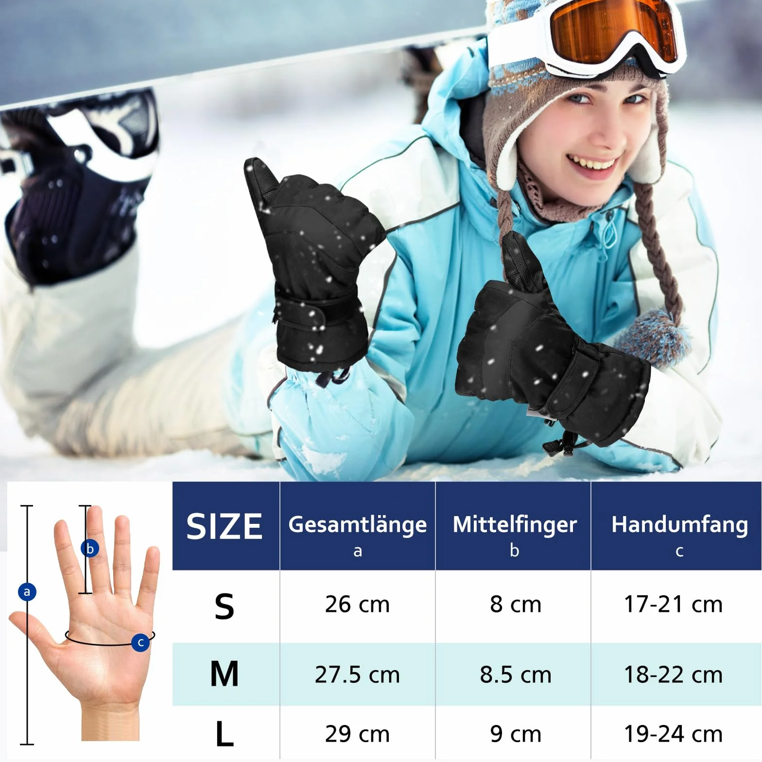 Guantes Invierno Mujer Impermeables Táctiles Nieve Esquí Moto Snowboard Bici Ciclismo