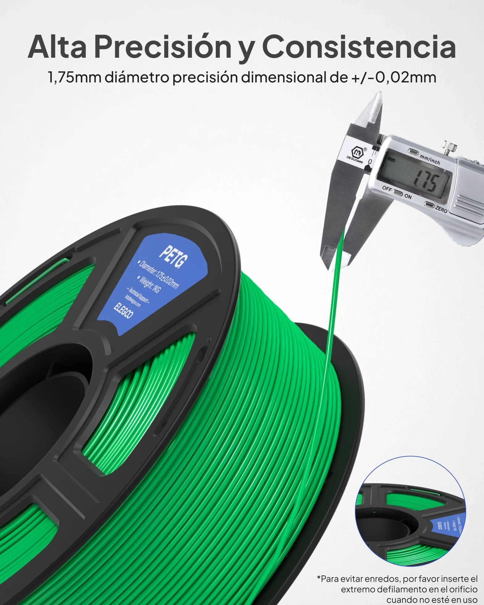 ELEGOO Filamento PETG 1.75mm 1KG Negro, Precisión Dimensional +/- 0.02mm para Impresora 3D