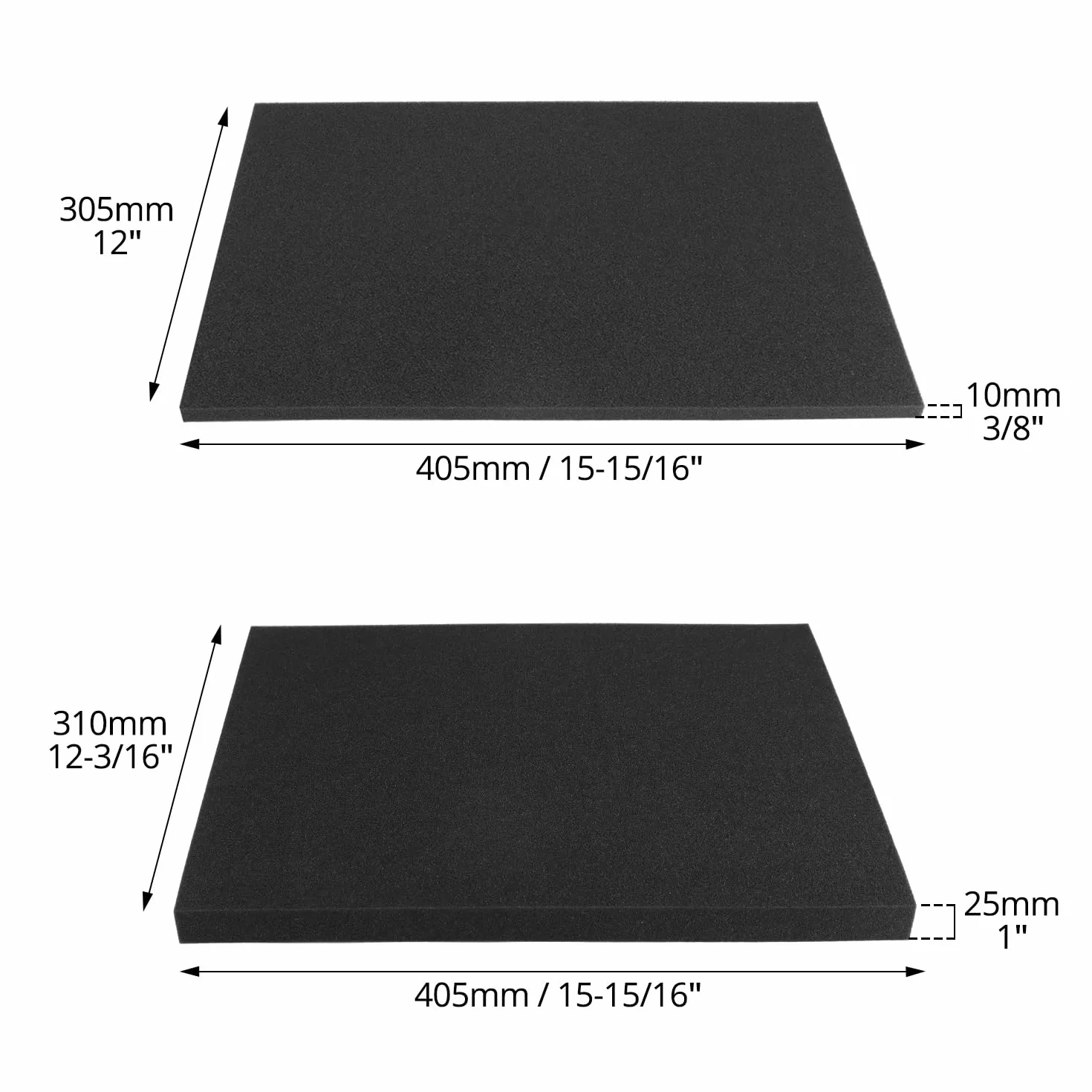 QWORK® espuma precortada 400 x 300 x 25 mm + 400 x 300 x 10 mm 4 piezas para herramientas