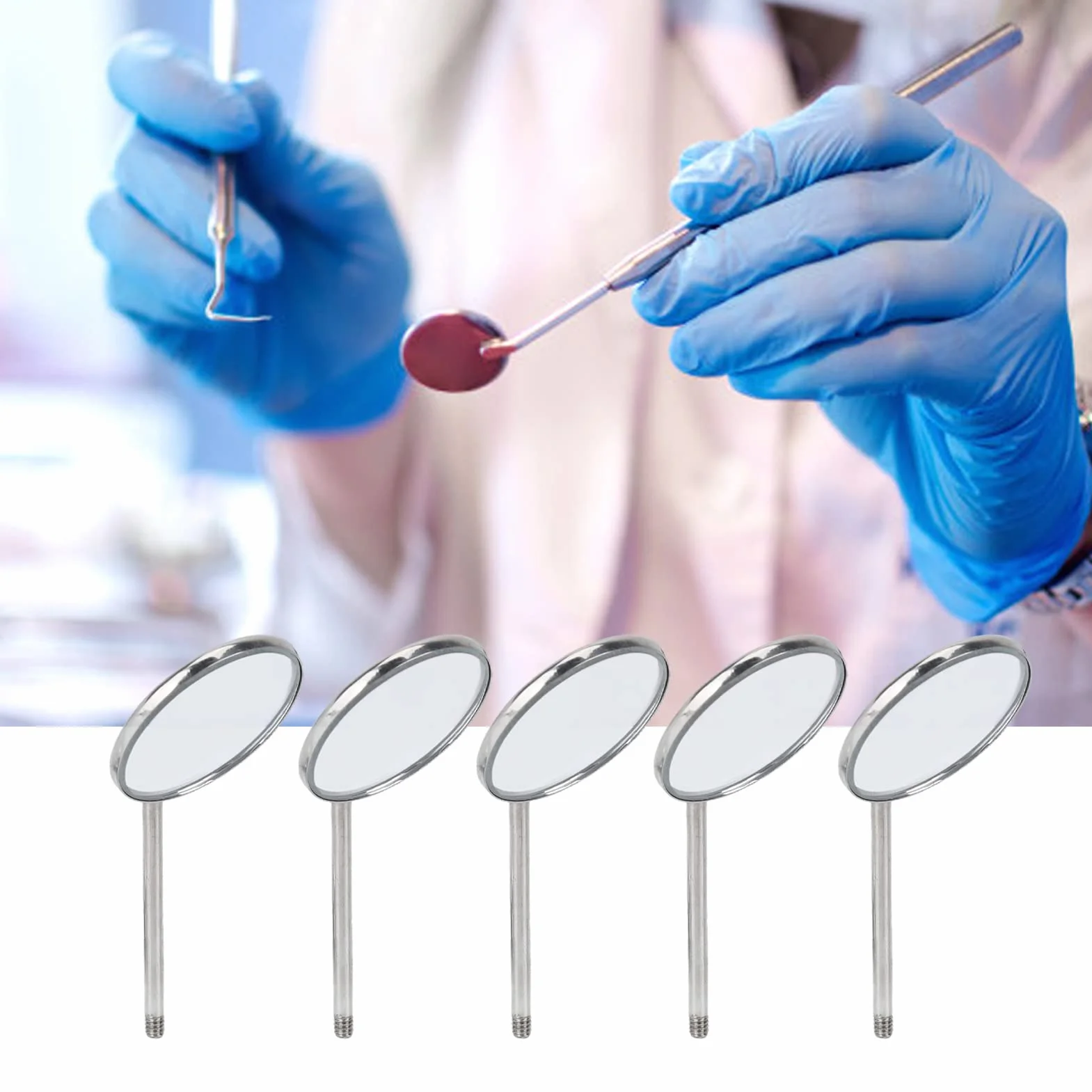 Juego de 10 Espejos Dentales de Acero Inoxidable Tipo 5, Espejo de Dentista de Vista Clara