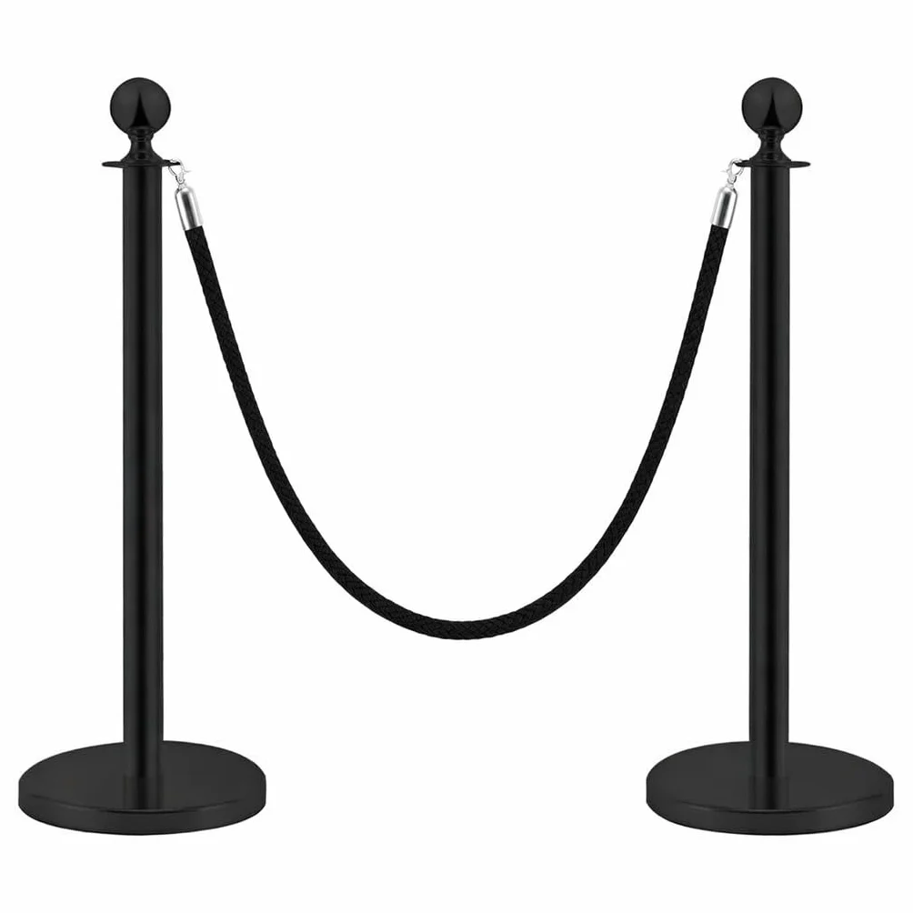 Postes Separadores de Acero Inoxidable Negro 90 cm 2 Piezas Control de Multitudes