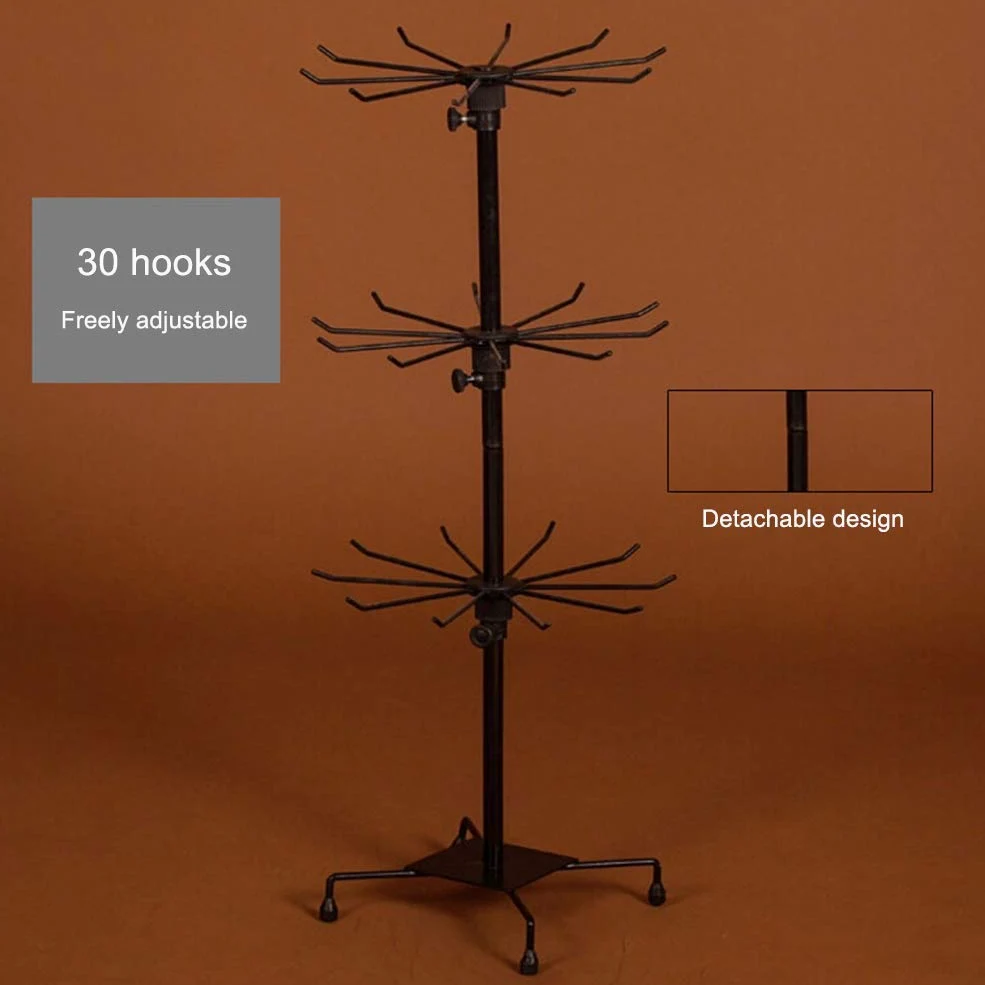 Soporte de exhibición de joyería de 3 niveles, soporte giratorio para collares, encimera de metal para el hogar, tiendas minoristas, salas de exposición, perfecto para collares y accesorios