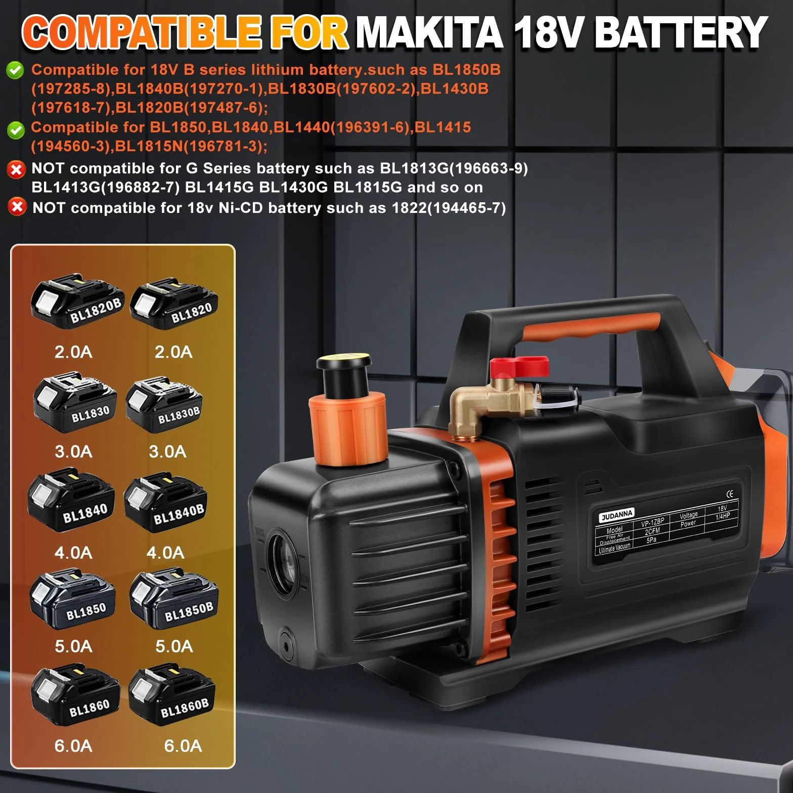 Makita Bomba de Vacío 18 V 150 W 2 CFM 1/4 HP para Aire Acondicionado