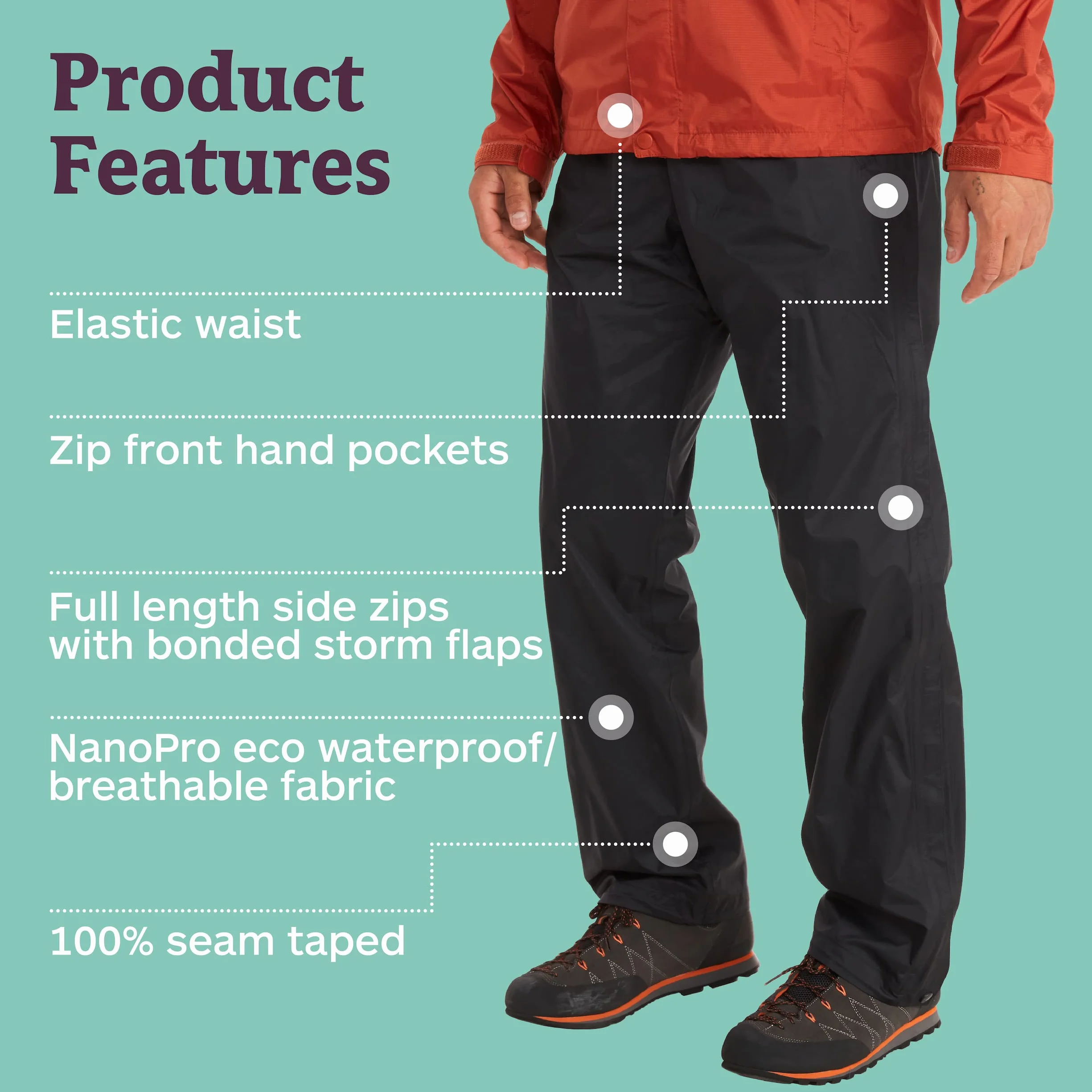 Marmot Precip Eco Full Zip Pant Waterproof Trousers Hombre
