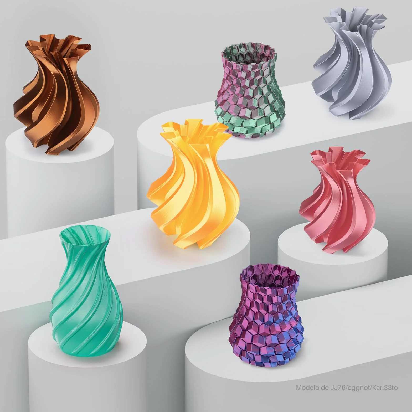 ELEGOO Filamento PLA Silk 1.75mm 1KG Triple Color Azul Púrpura Negro para Impresora 3D
