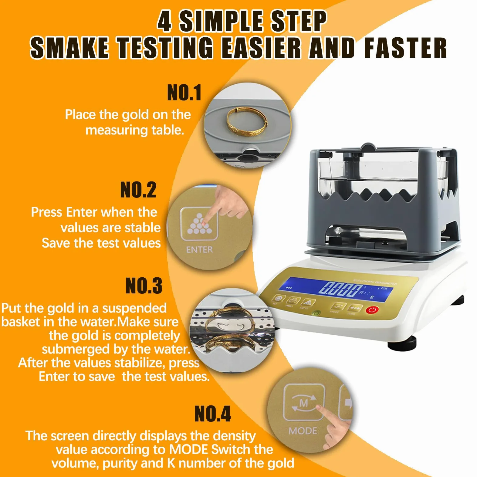 Probador electrónico de pureza de Oro, comprobador Digital de autenticidad de Metales Preciosos, medidor de pureza de Oro, densímetro para Laboratorios, joyerías y Bancos 300K