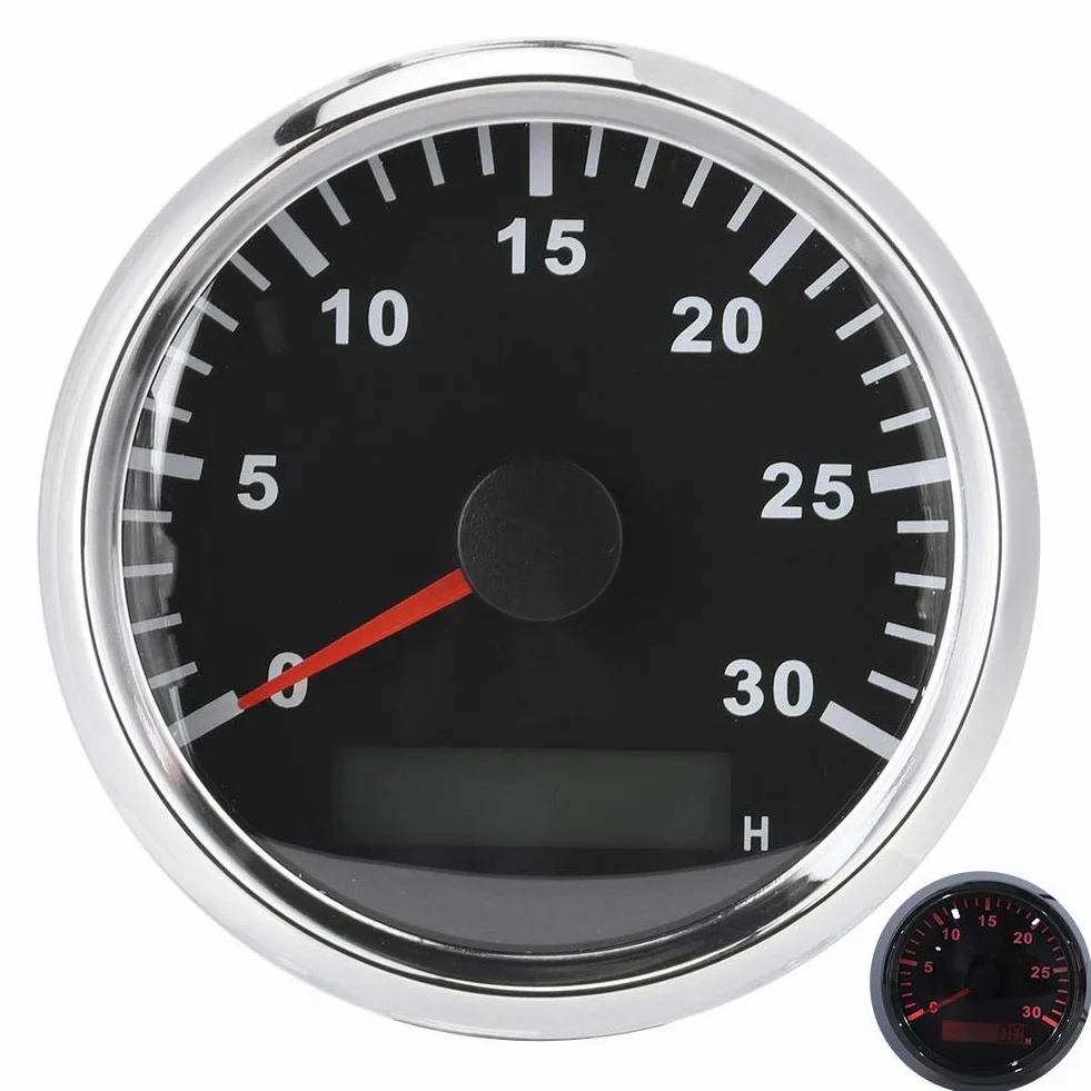 Tacómetro 85mm 12V/24V IP67 Sensor para barcos con pantalla LCD luz roja