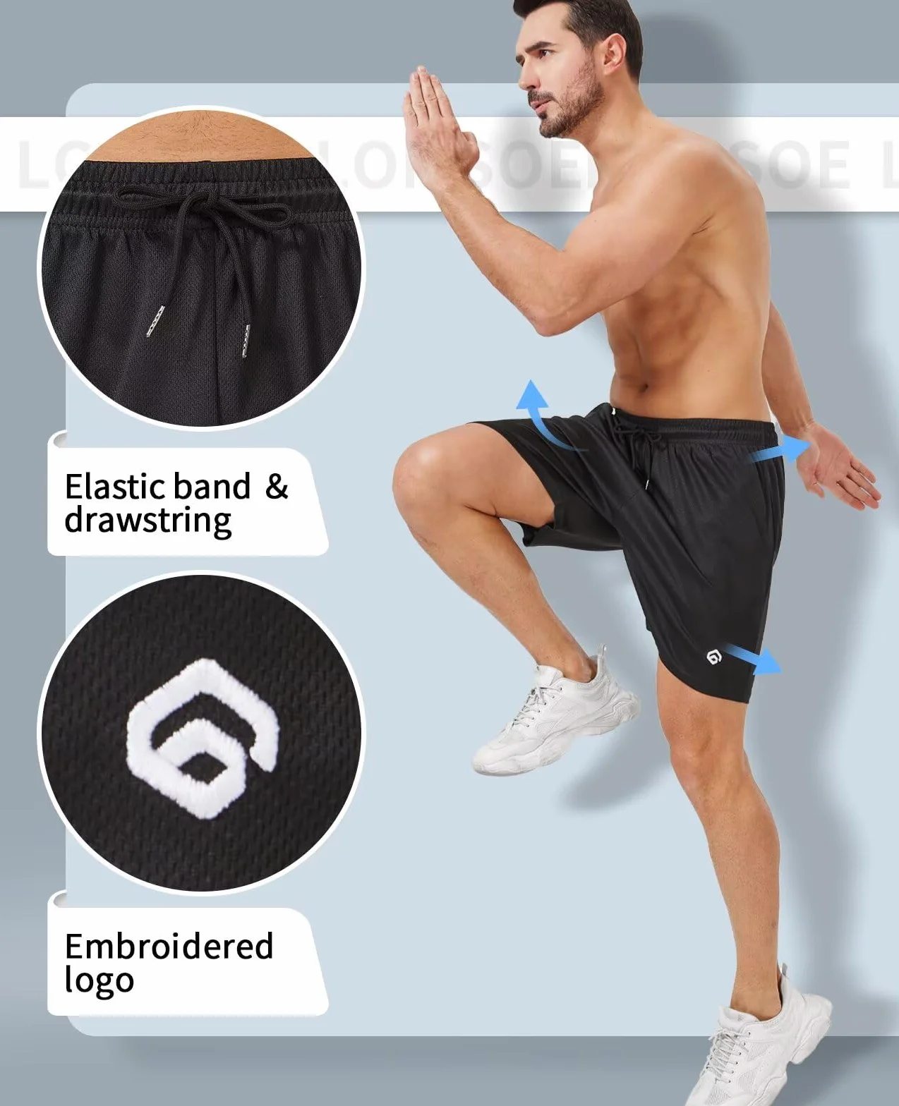 lomsoe Paquete de 5 pantalones cortos de gimnasio para hombre, 5 pulgadas, de malla de secado rápido, ligeros, para entrenamiento, atletismo, correr, con bolsillos