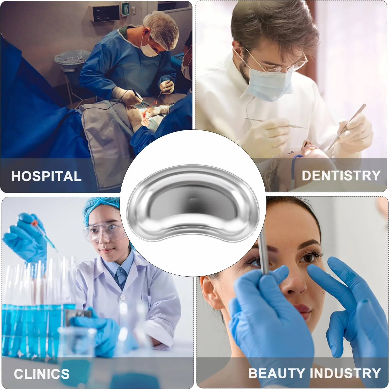 Bandeja de Acero Inoxidable para Riñonera Lavabo Emesis Instrumentos de Laboratorio Dental Quirúrgicas Médicas
