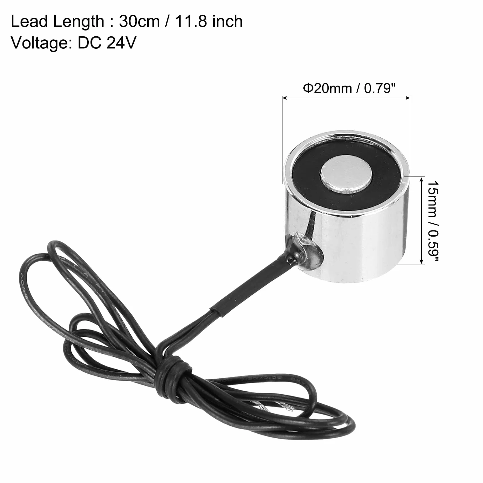 QUARKZMAN Electroimán Solenoide DC 24V 2.5W 6.6LB 3Kg Redondo 20x15mm