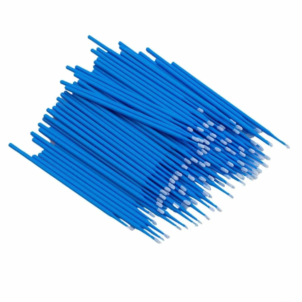 Pinceles de pintura 100pcs Aplicadores dentales con fibras de pelusa para retoque (azul)