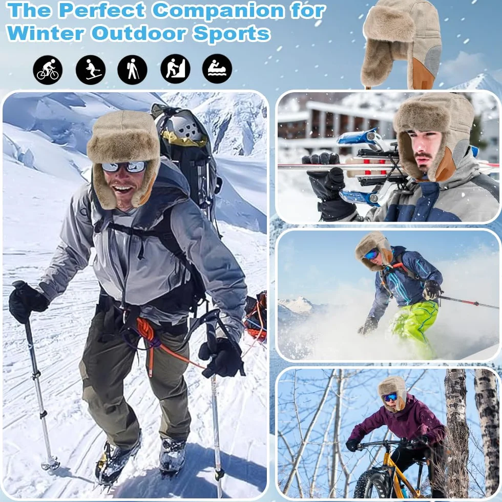 NAROSEBE Gorro de Bombardero Sombrero de Trampero Unisex Gorro de Aviador Caliente Sombrero de Aviador Gorro de Invierno Termico Gorro de Invierno Unisex con Orejas para Esquiar Escalar Pescar Cazar