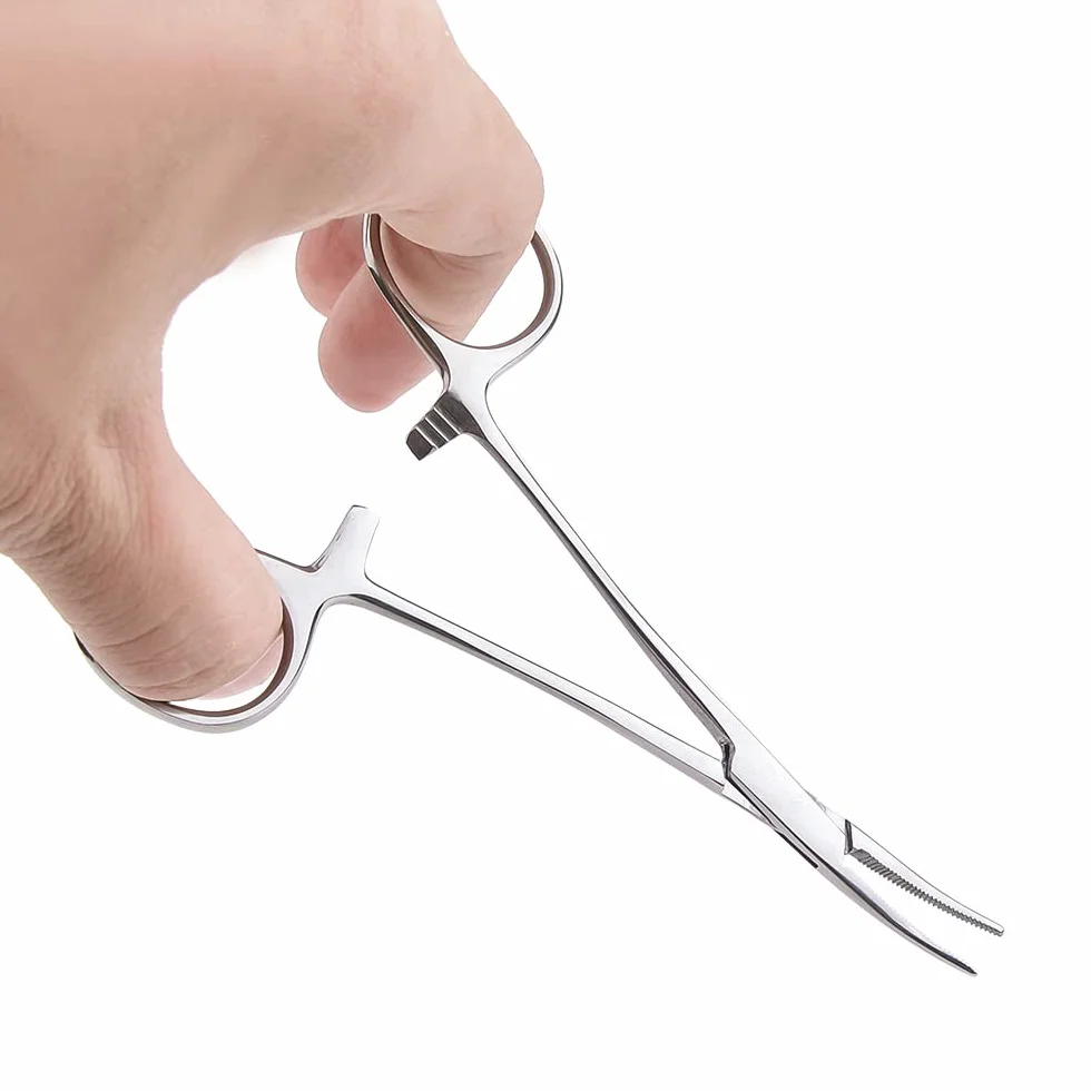 Pinzas hemostáticas curvadas de acero inoxidable 16 cm para anzuelos