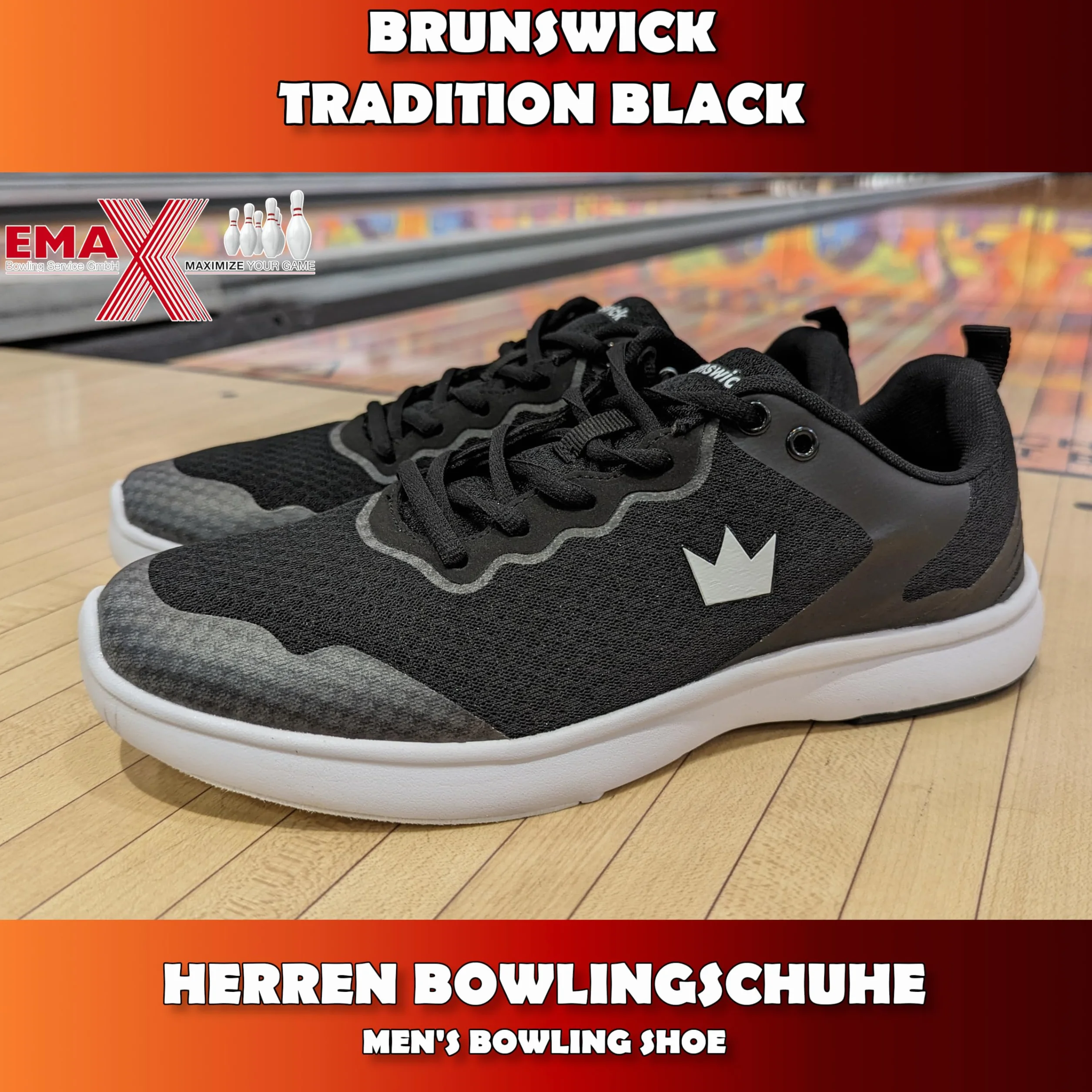 EMAX Brunswick Zapatos de bolos para hombre Tradition Black & Classic White