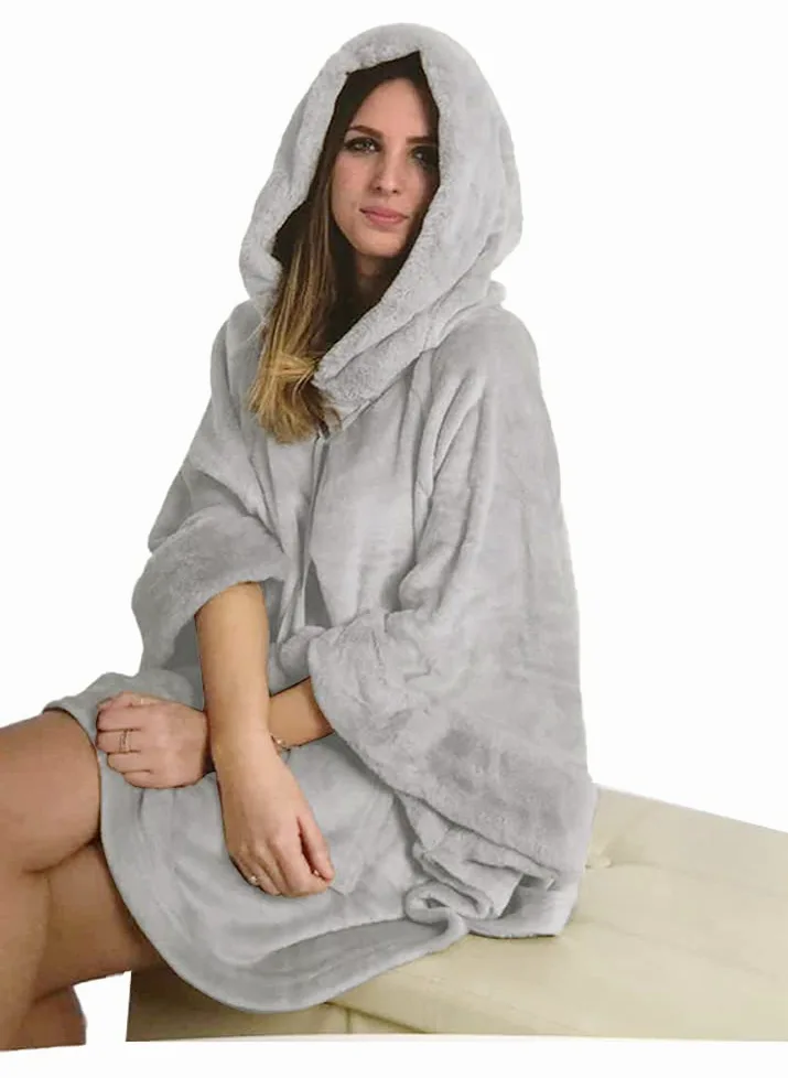 Sudadera con capucha para mujer, súper cálida y acogedora, forro de piel sintética con capucha y bolsillo para adultos, niños y adolescentes