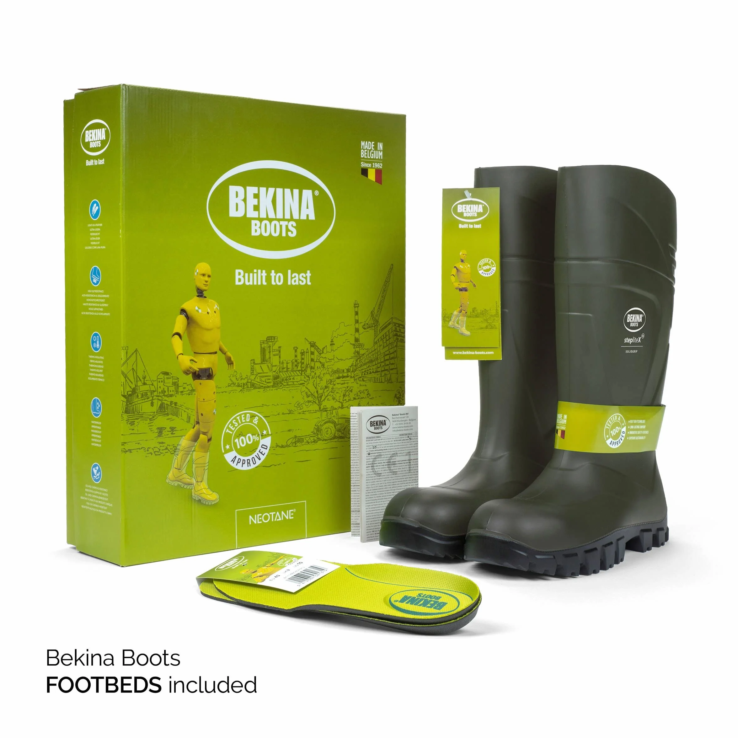 Botas de Seguridad y de Trabajo para Hombres y Mujeres Incl. Puntera y Suela de Acero de Alta Seguridad, para Uso agrícola, garantizan una excelente adherencia, Verde, EU 47