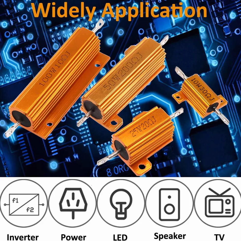ETOPARS 100W 1 Ohm Resistencia 5% Aluminio Carcasa Bobinado Chasis Montado Resistencias de Carga