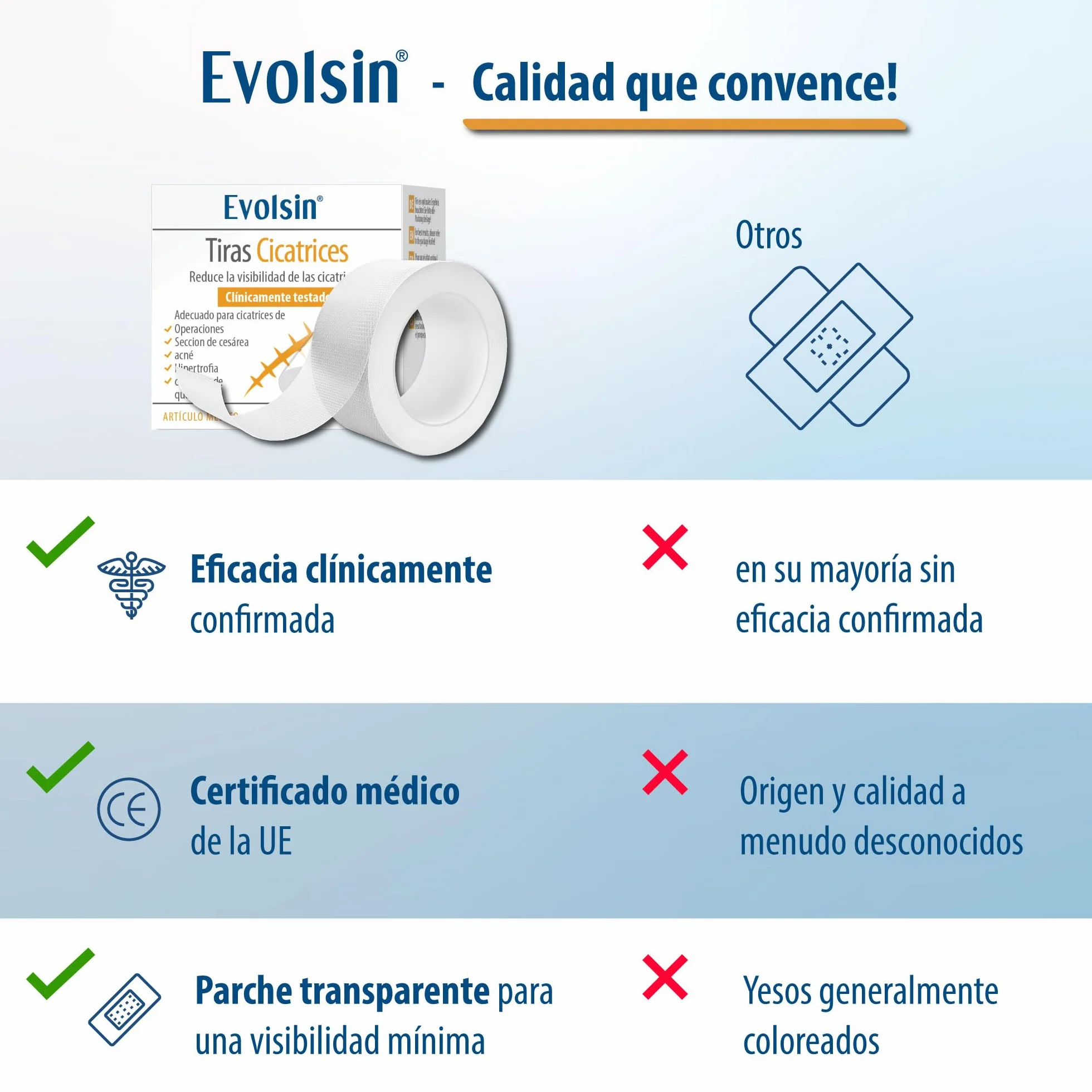 Evolsin parches cicatrizantes silicon scar sheets para cicatrices
