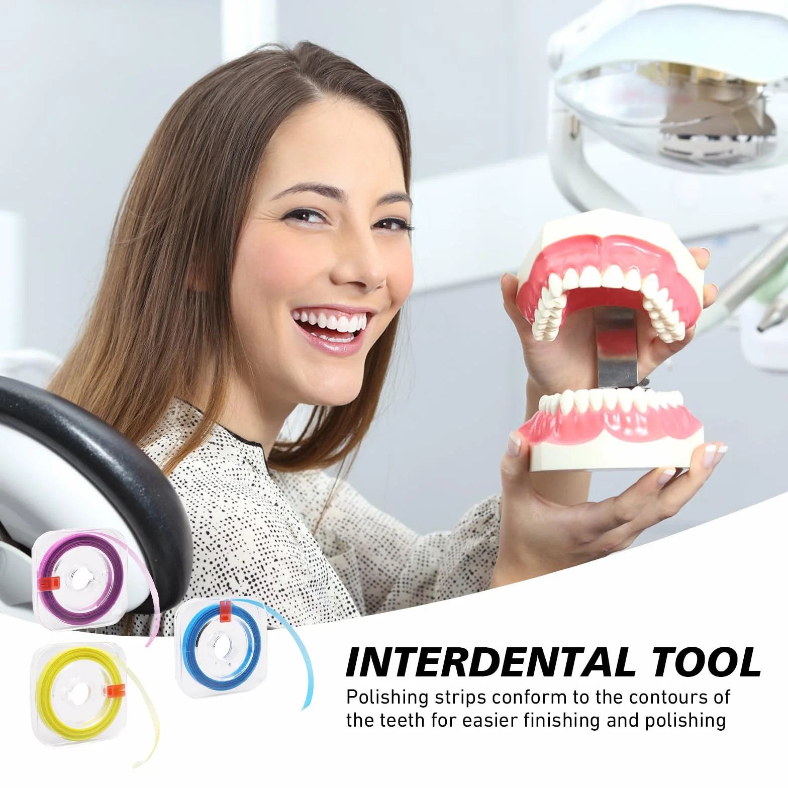 SNONESIY Papel de Lija Dental 4 mm x 6 m, Tiras de Pulido Dental para Espacios Intermedios, Eliminador de Sarro