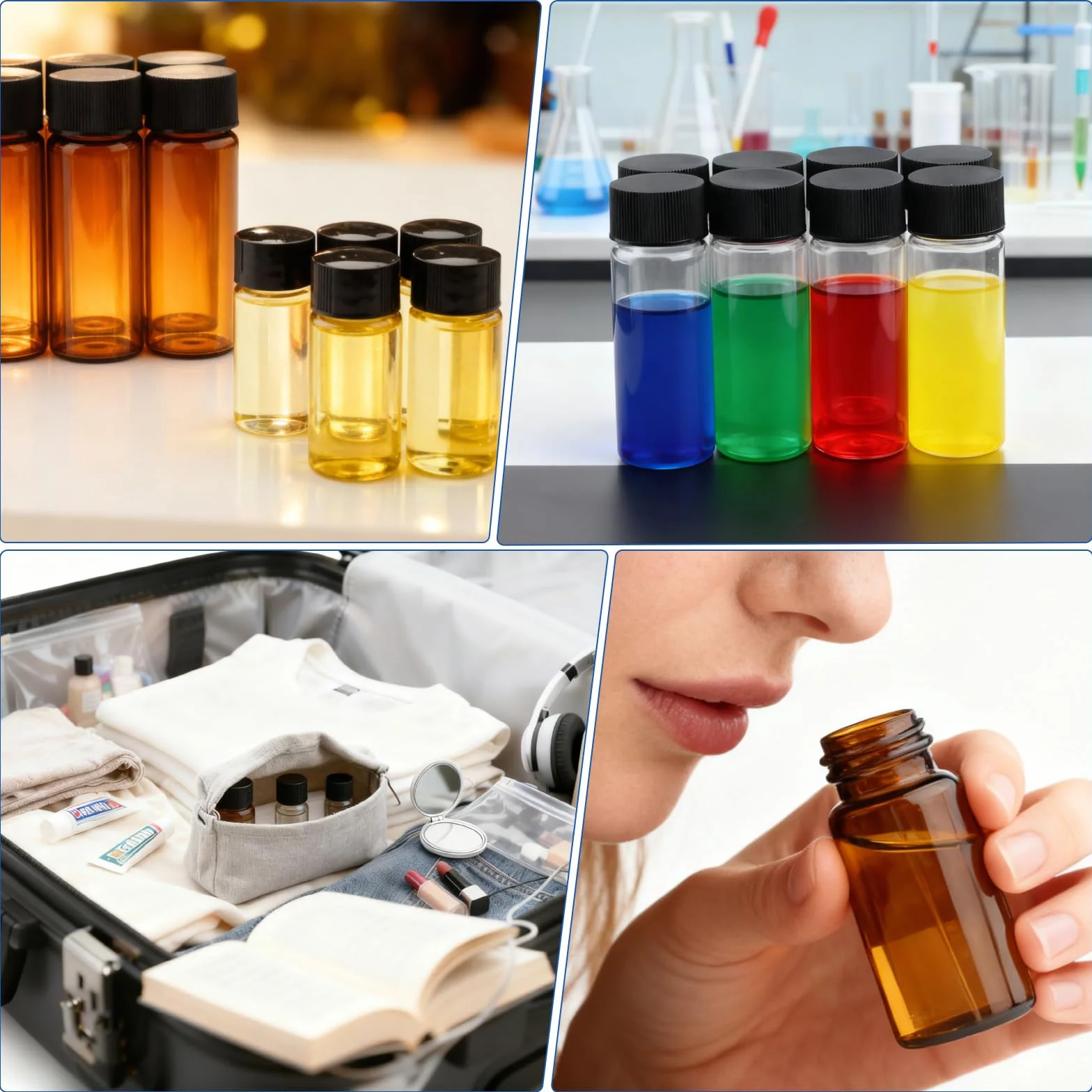 Botellas de cristal marrón 30 ml con tapón de rosca, mini botella de muestra para laboratorio