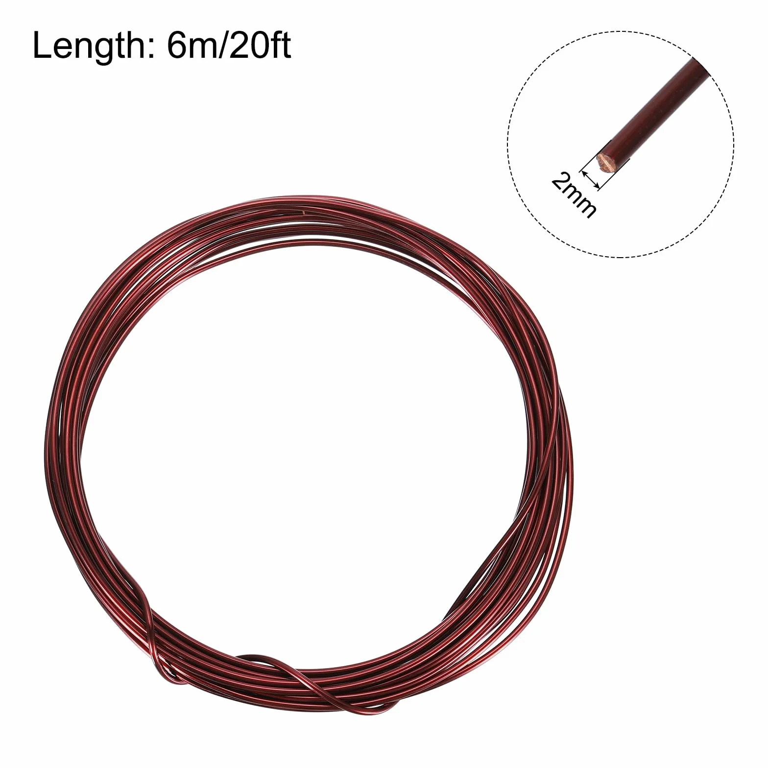 QUARKZMAN Alambre Magnético de 2 mm, 20 Pies, Cobre Esmaltado, Bobinado 130℃ para Transformadores