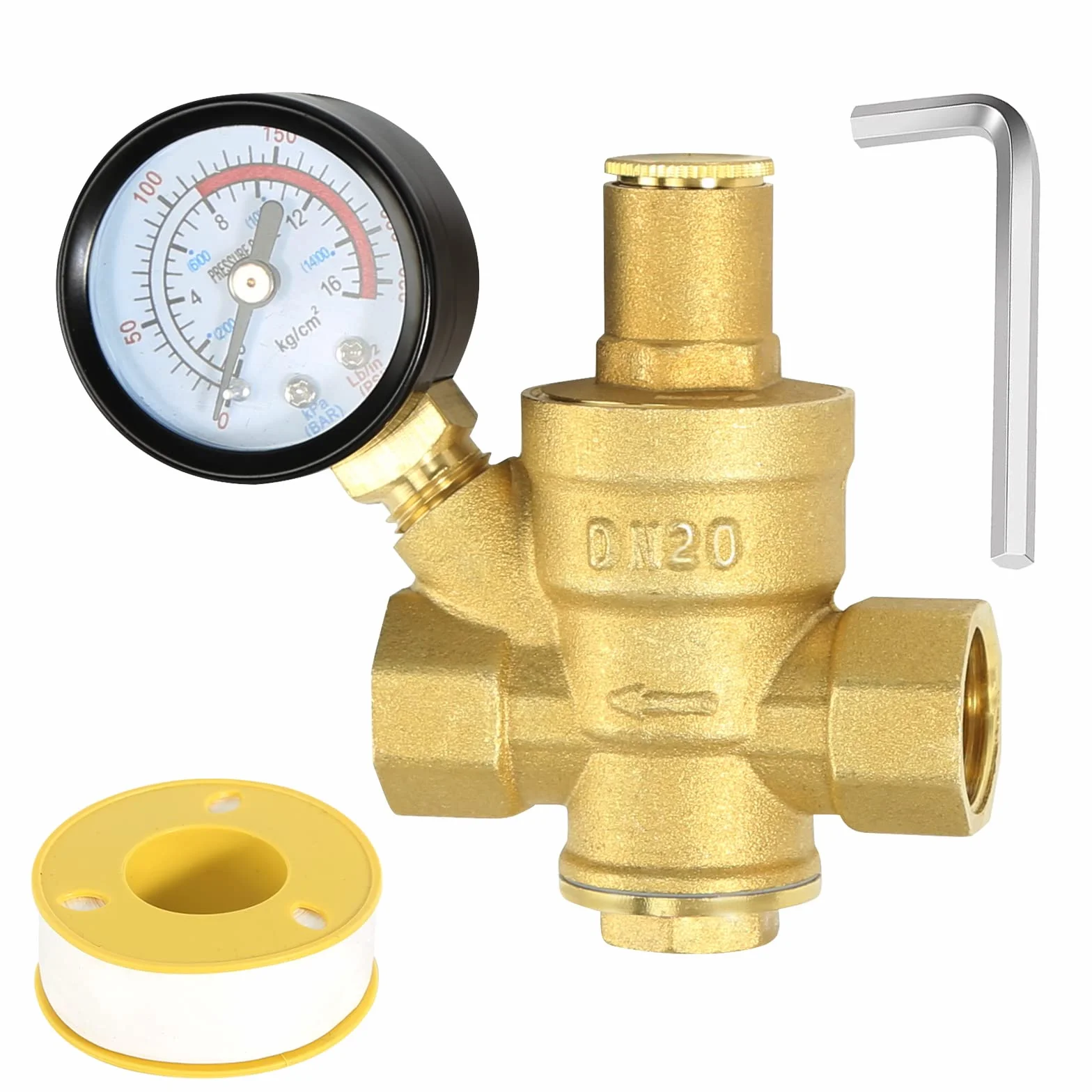 Regulador de Presión Agua DN20 3/4 Pulgada Latón Válvula Reductora
