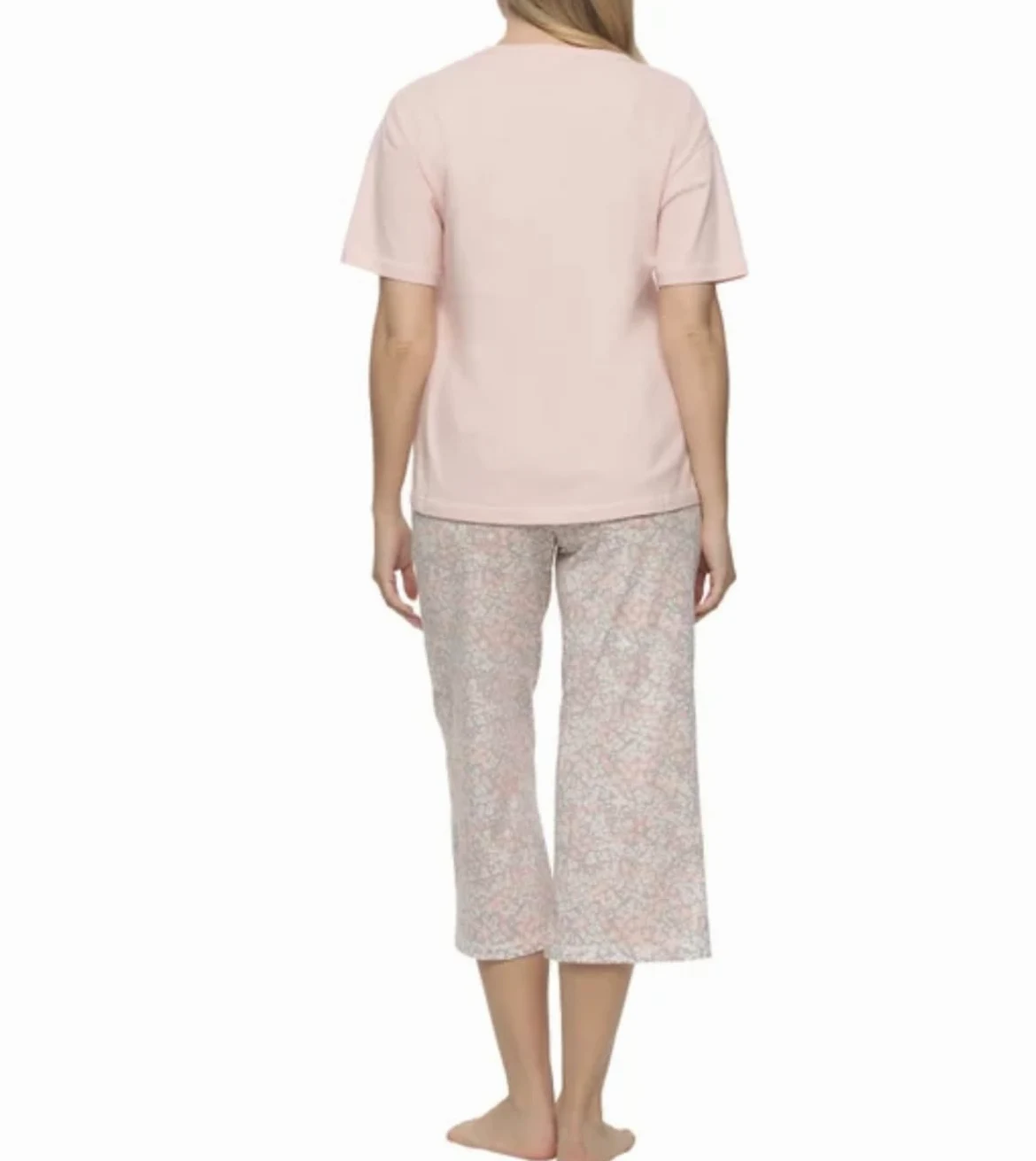 Felina Conjunto de pijama de 4 piezas 100% algodón para mujer, camiseta, camiseta sin mangas, pantalón corto y pantalón capri