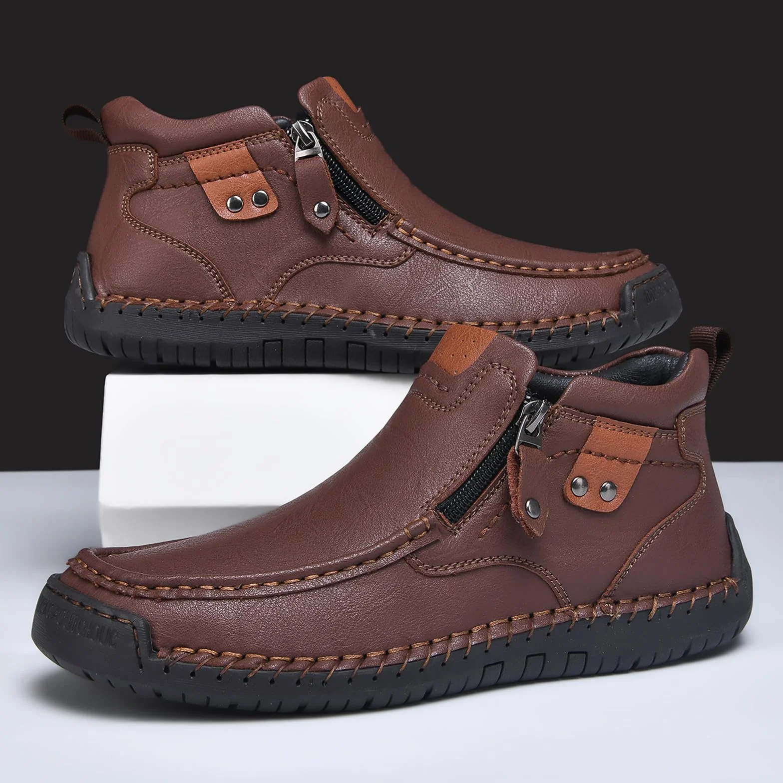 Zapatos de cuero para hombre mocasines ligeros transpirables suela suave
