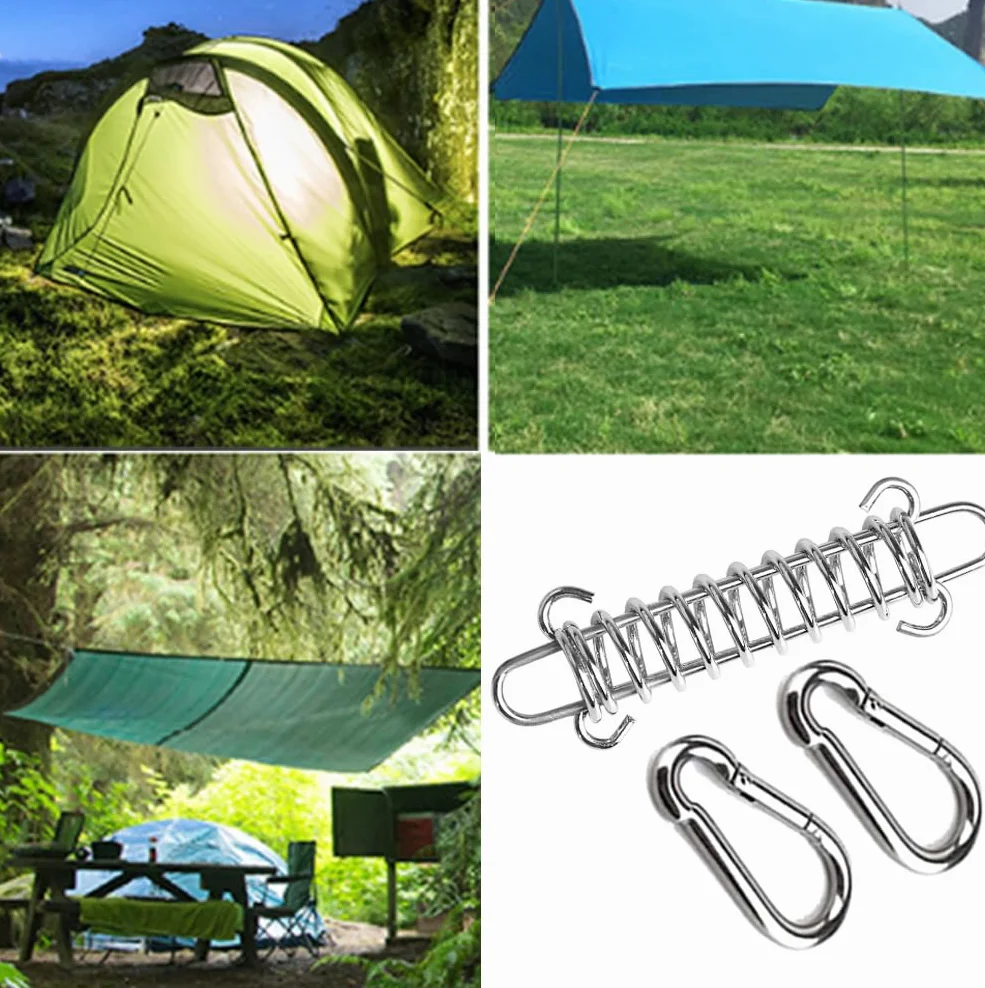 Muelles de tensión en espiral, hebillas para sombrilla, accesorios de fijación para cortinas, verandas, camping