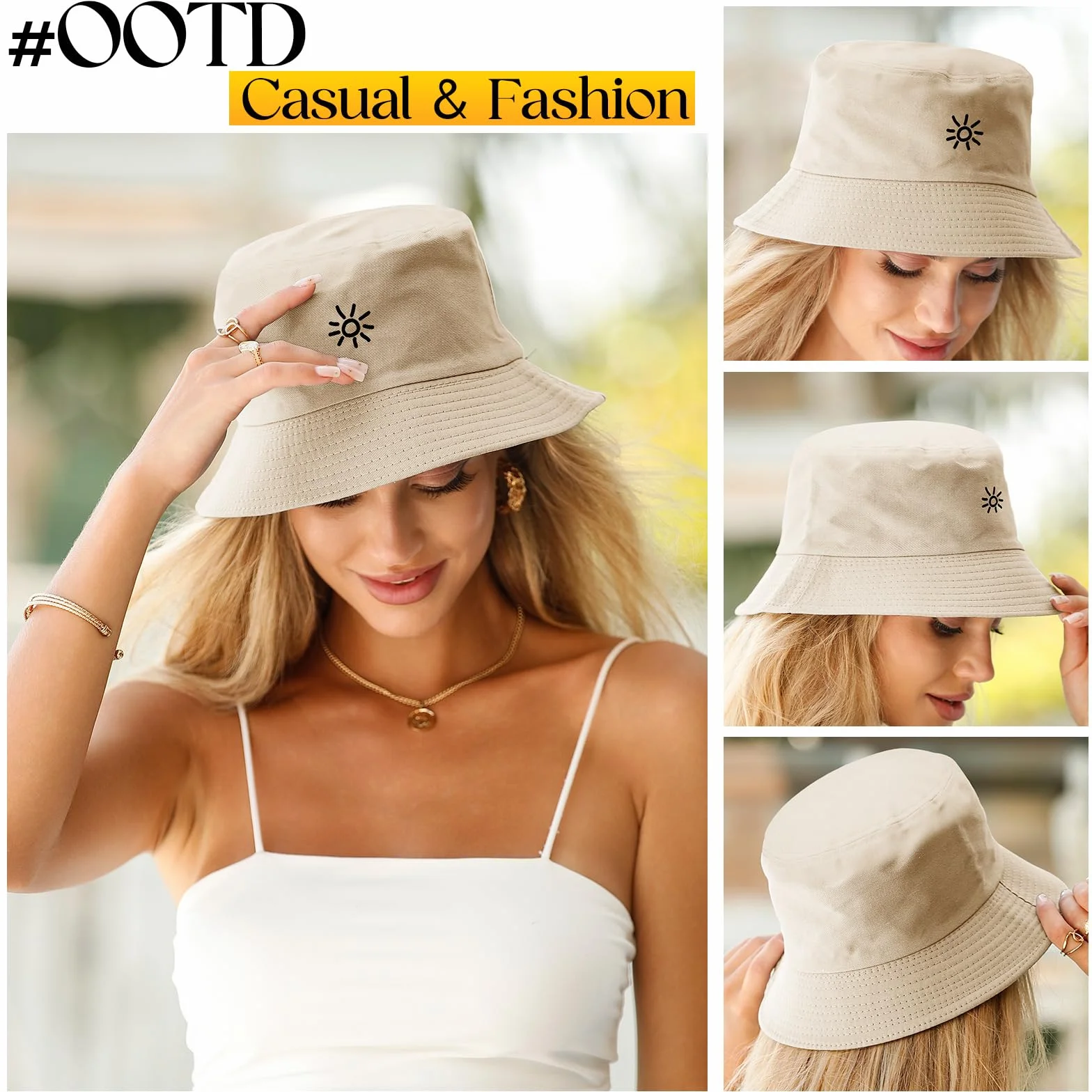 Nadeer Gorro de Pescador Mujer Sombrero de Pescador Plegable Sombrero de Cubo Algodón Bucket Hat para Hombre Unisex Verano Senderismo al Aire Libre