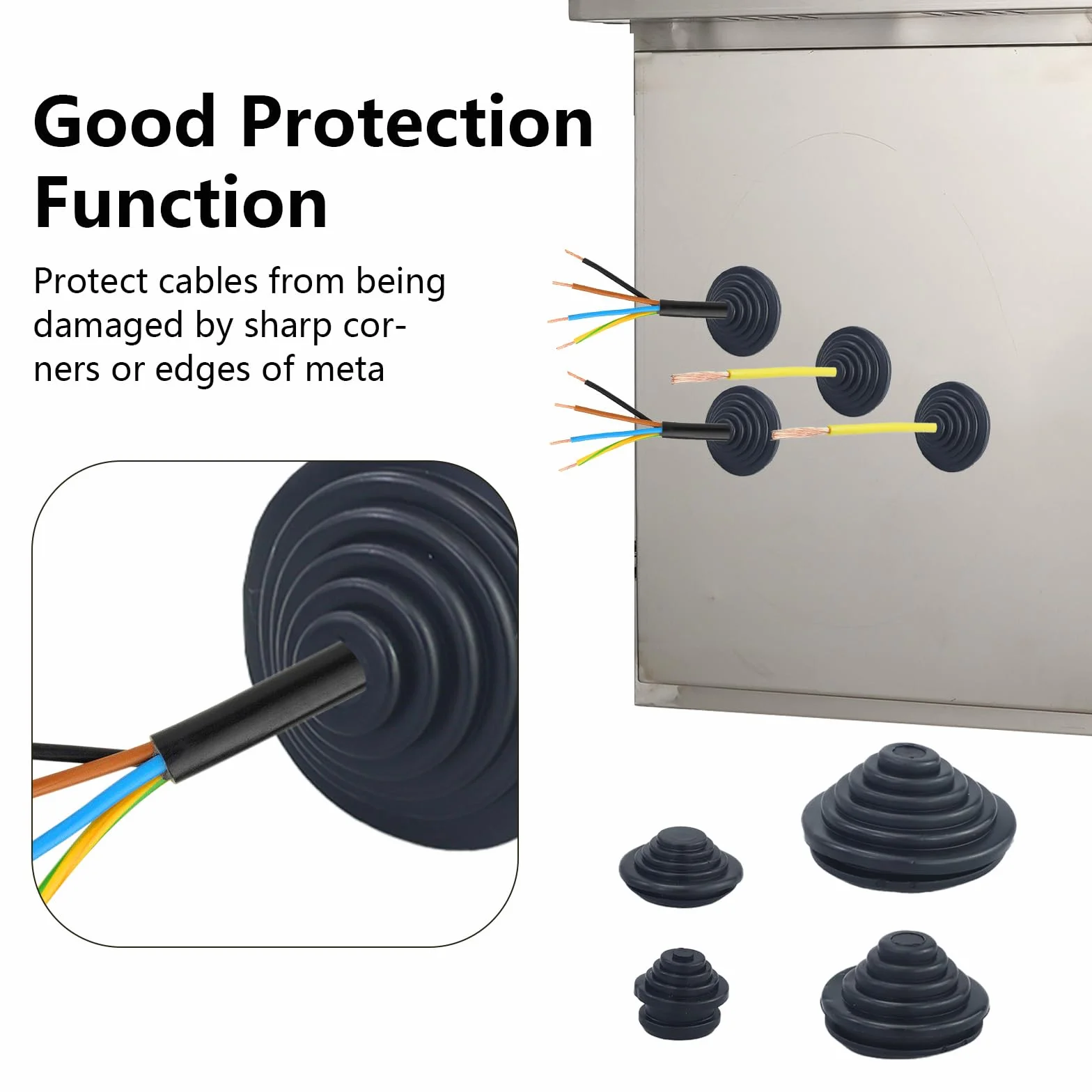 Juntas de goma para cables 10/20/25/30 mm, arandelas de goma flexibles resistentes al agua, protección de cables